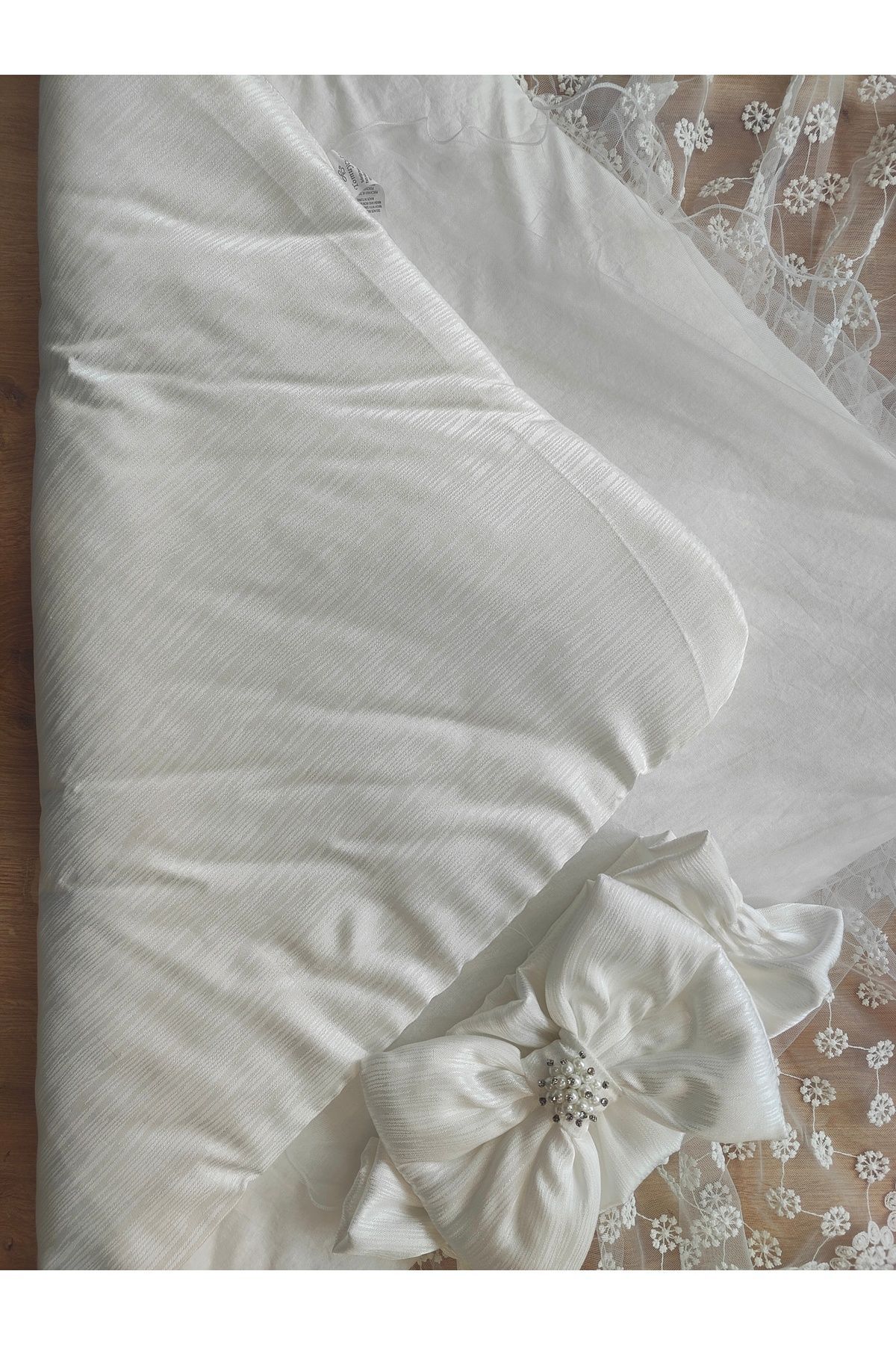 Tomuycuk Ekru Kız Erkek Bebek Battaniyesi %100 Doğal Organik Uyku Kundağı Hastane Çıkışı Yenidoğan fotoğrafı 7 (önizleme)