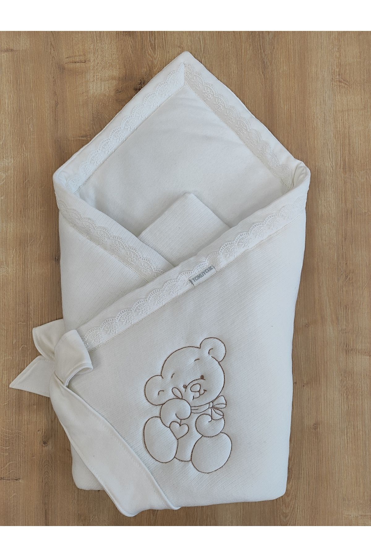 Tomuycuk Ekru Kız Erkek Bebek Battaniyesi Doğal Organik Uyku Kundağı Mevsimlik Hastane Çıkışı Yenidoğan fotoğrafı 5 (önizleme)