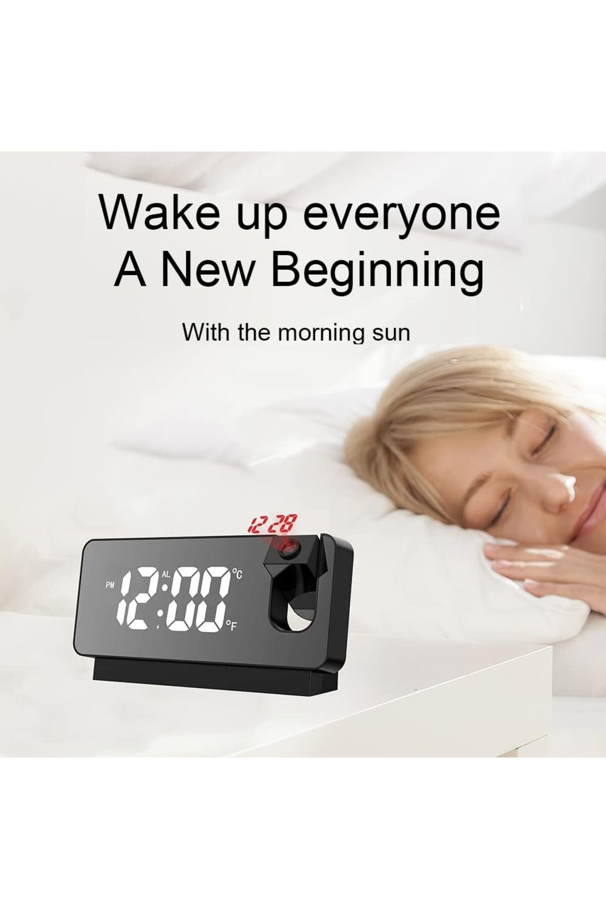 COOYA-LED Digital Projection Alarm Clock with Temperature Display Snooze, Mute USB Luminous Desktop Clock 6
