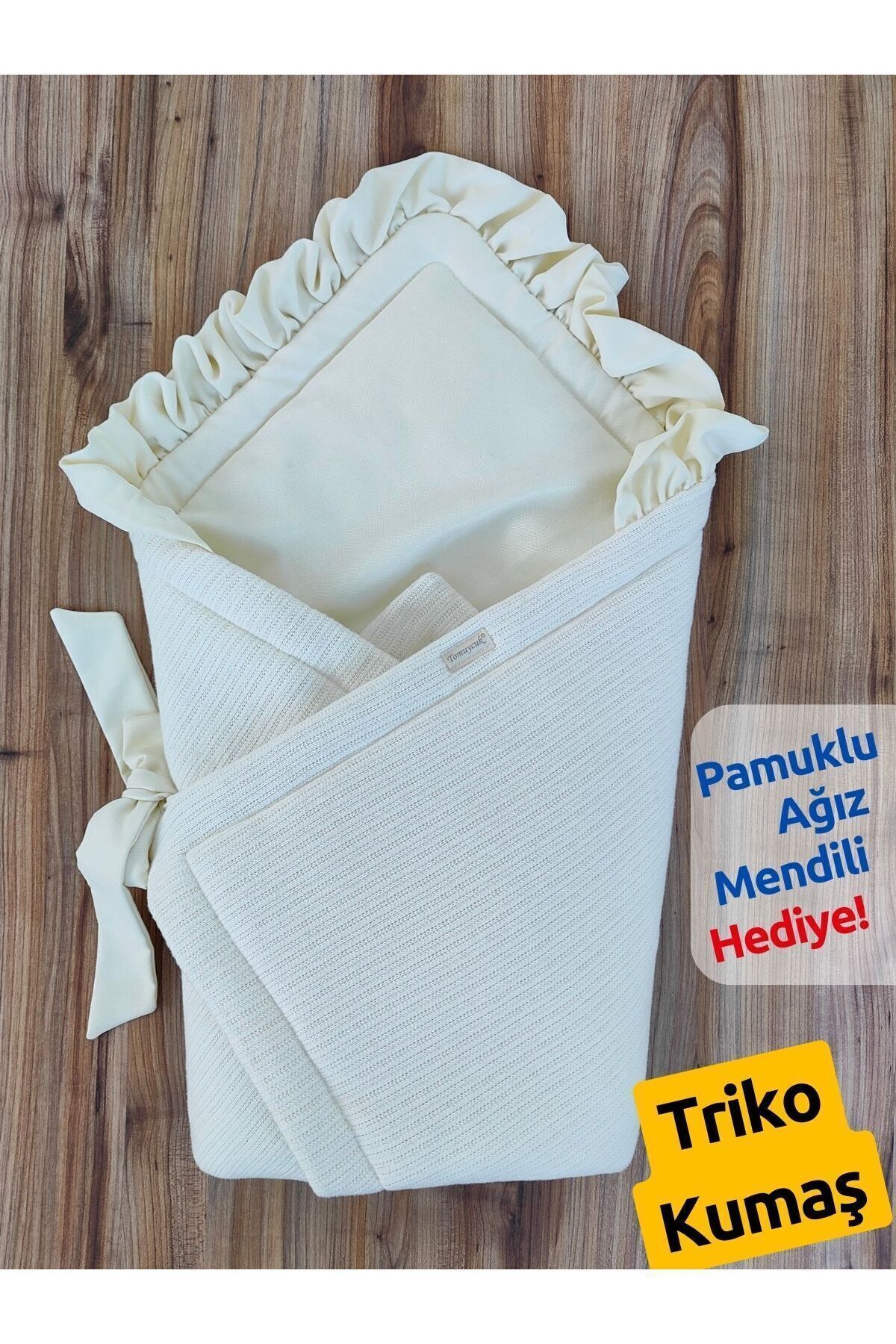 Tomuycuk Triko Örgü Kışlık Kız Erkek Bebek Battaniyesi Kundağı Pamuklu Hastane Çıkışı Yenidoğan Hediyelik fotoğrafı 2 (önizleme)
