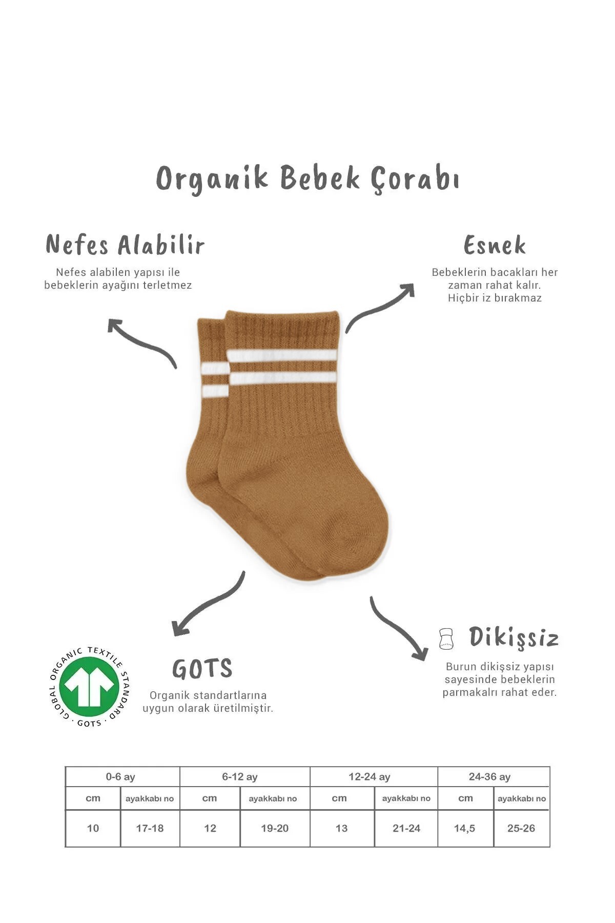 Bistyle Bistyle Kız Erkek Bebek Organik Basic Uzun Soket Çorap fotoğrafı 2 (önizleme)