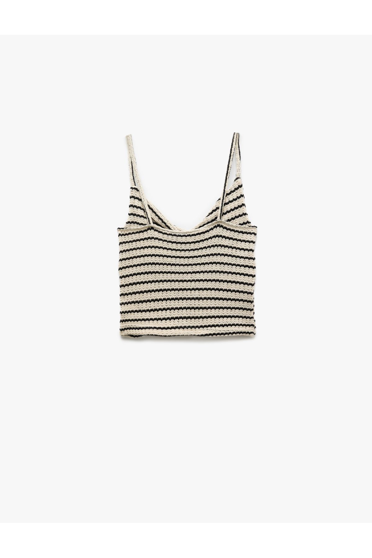 Koton-V-Neck Striped Knitted Window Detailed Crochet Top with Rope Strap 4