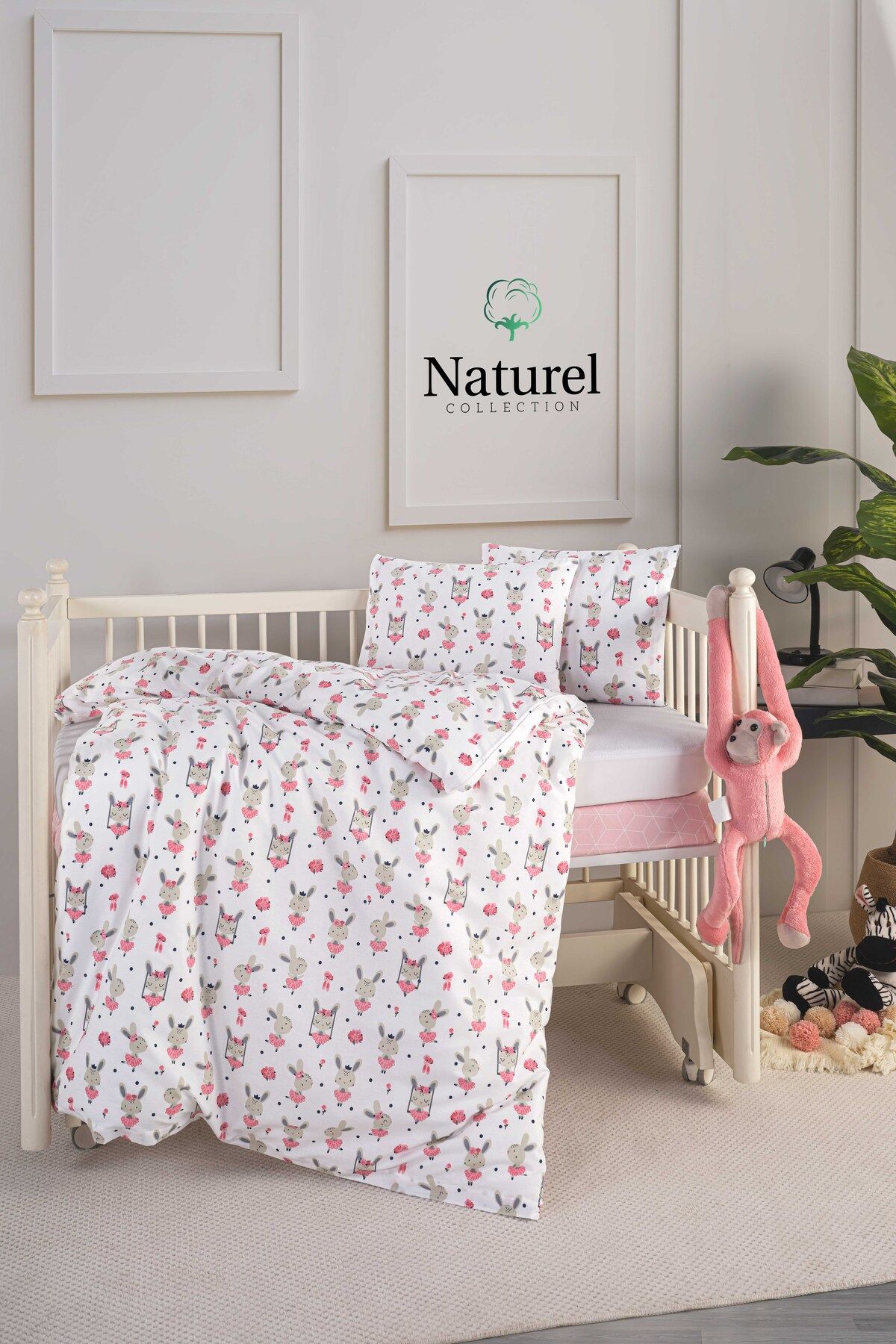 Naturel Collection Bebek Nevresim Takmı Sıvı Geçirmez Alezli + Lastikli çarşaflı + Fermuarlı %100 Pamuk