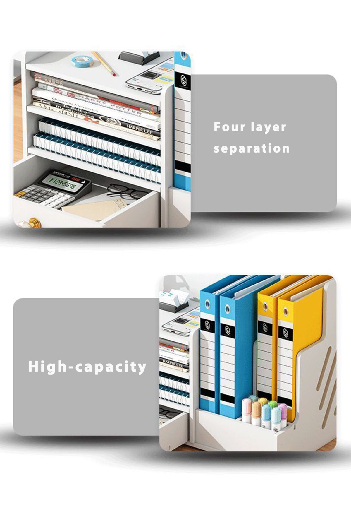 KidLe-Desktop Book Organizer Shelf Multilayer Book Stand Office A4 Classification Data Rack 5