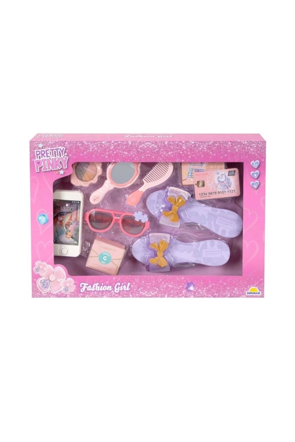 Finetoo Pretty Pinky Terlik Gözlük Tarak Seti Eğlenceli Aksesuarlar