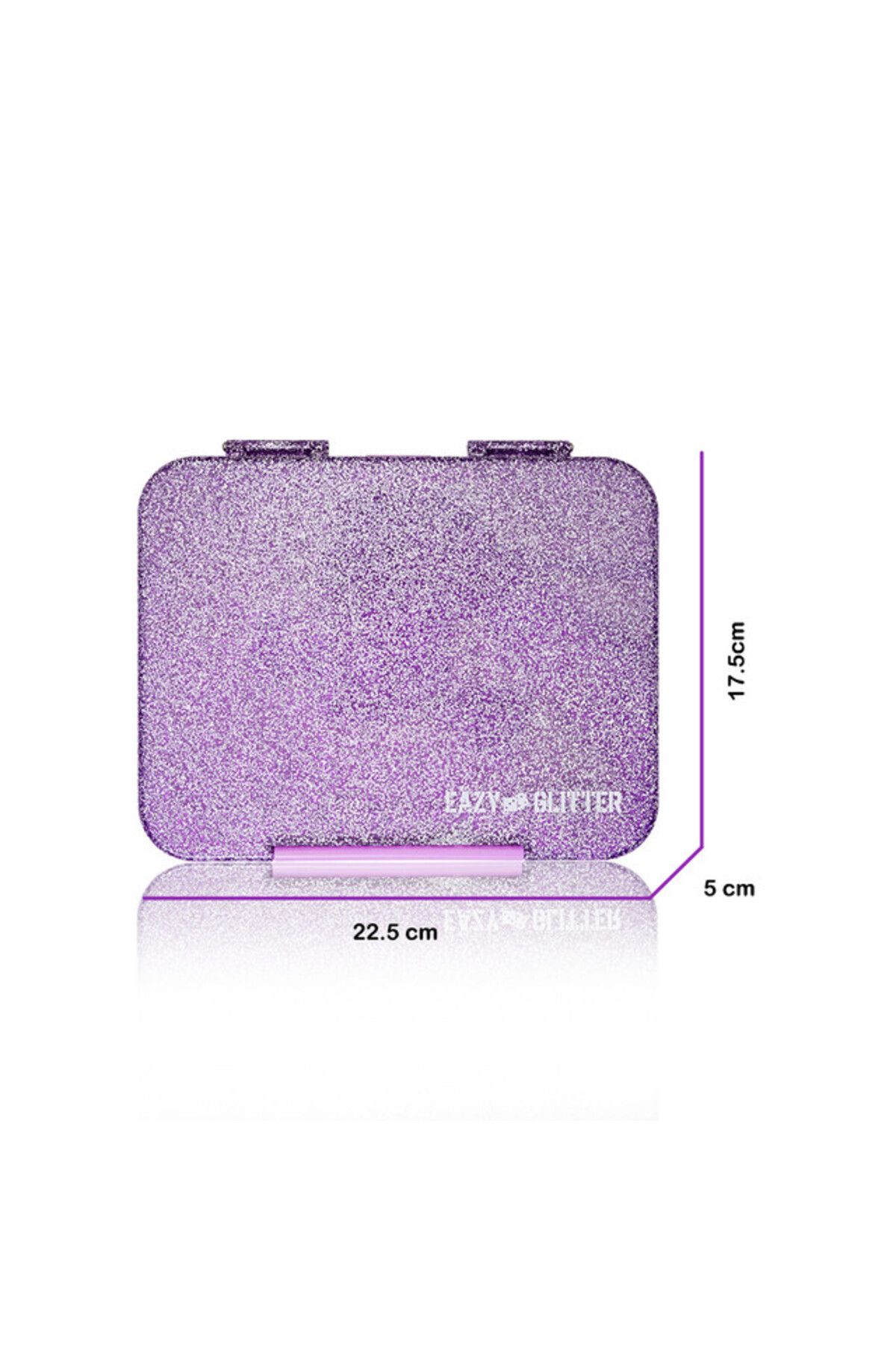Eazy Kids-6 & 4 Convertible Bento Lunch Box w/ Water Bottle and Spoon Fork Set - Glitter Purple 7
