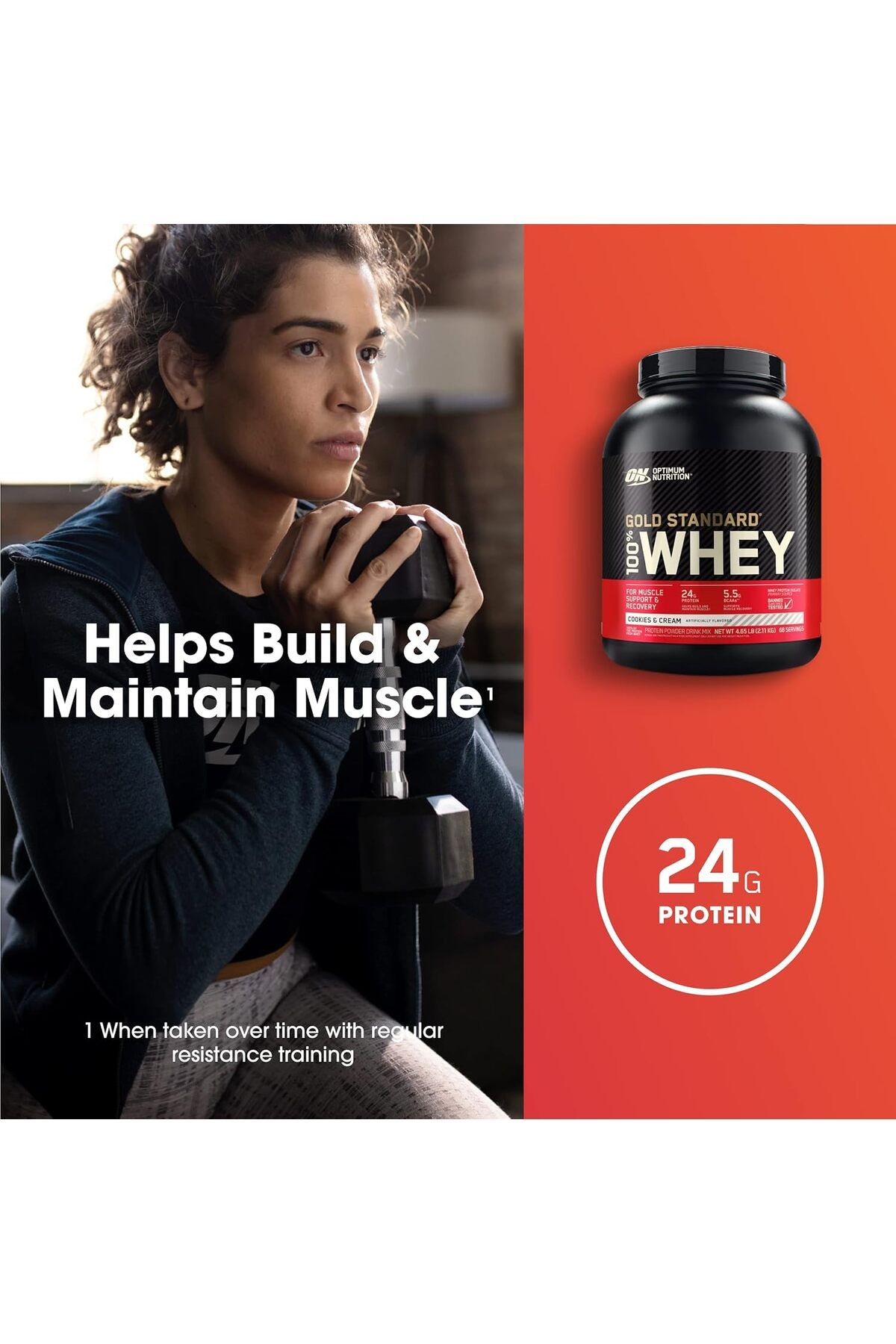 Optimum Nutrition-(ON) Gold Standard 100% Whey Protein Powder (Cookies & Cream) 5 lbs, 2.27 kg 7