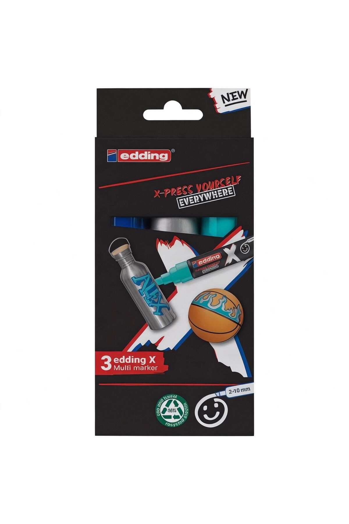 Edding-3Pcs X Multi Marker Set 2-10mm 3