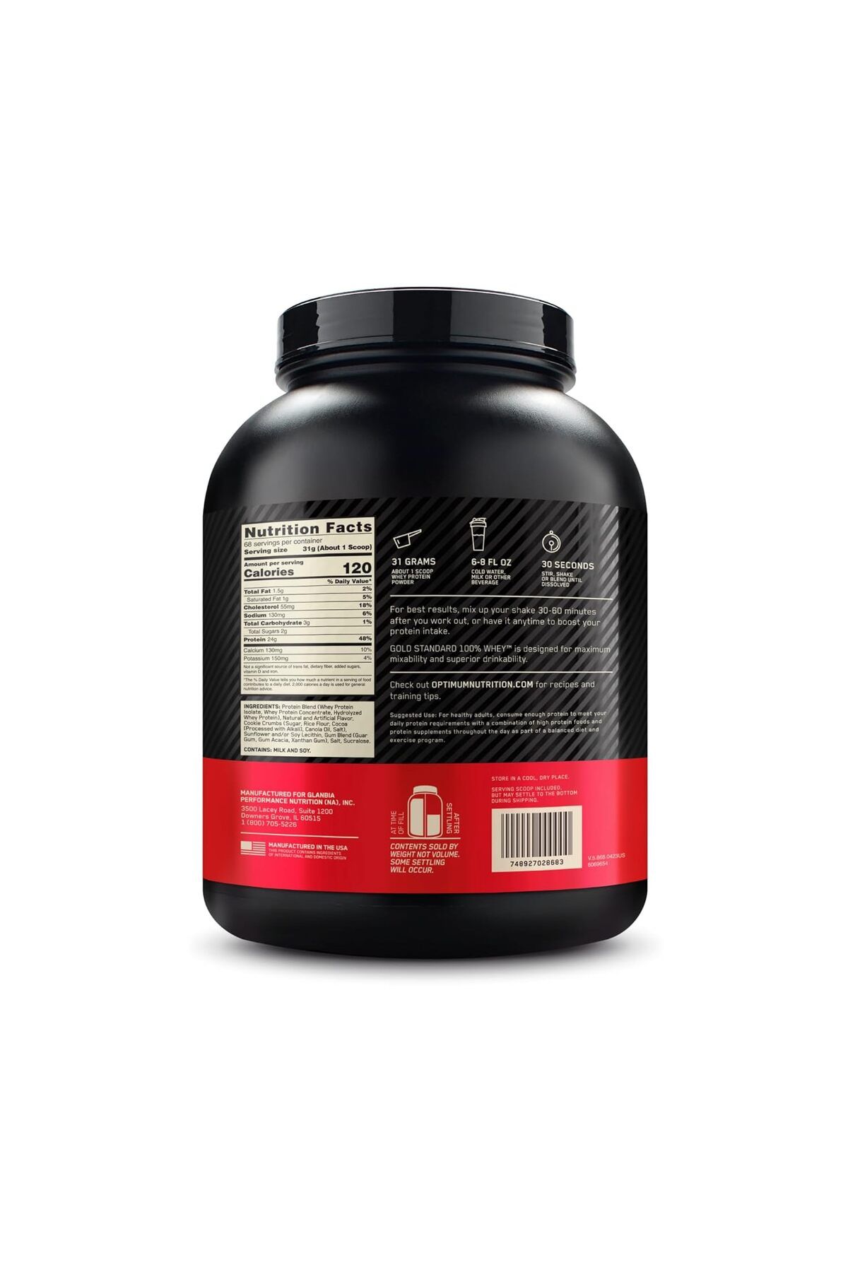 Optimum Nutrition-(ON) Gold Standard 100% Whey Protein Powder (Cookies & Cream) 5 lbs, 2.27 kg 2