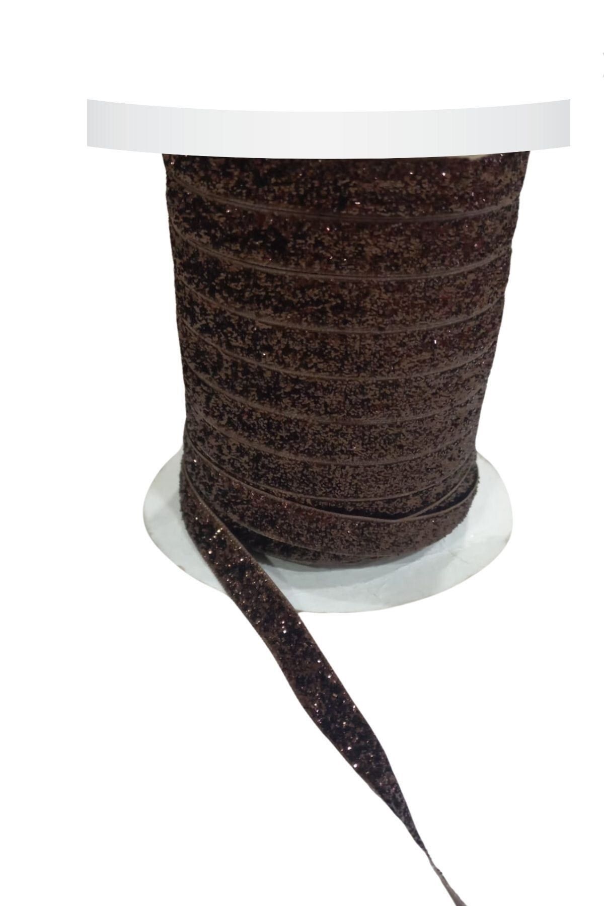 blueb Kadife Kurdele Simli 1 cm Kahverengi 2 Metre