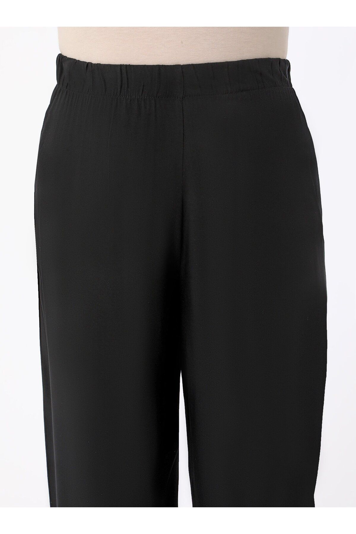 ALİA-Large Size Comfortable Elastic Trousers - Black - Alia 4