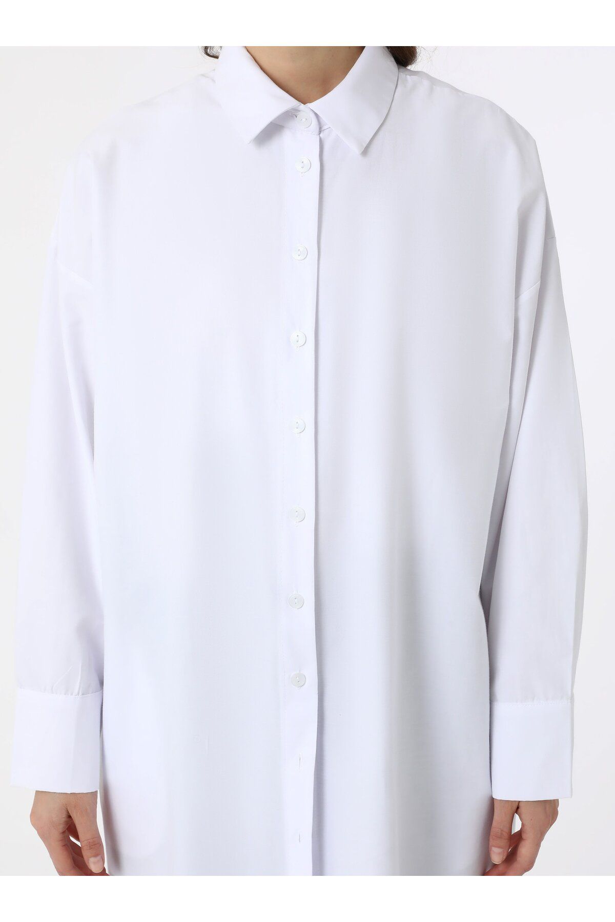 Benin-Benin Cotton Poplin Oversize Shirt Tunic - White 6