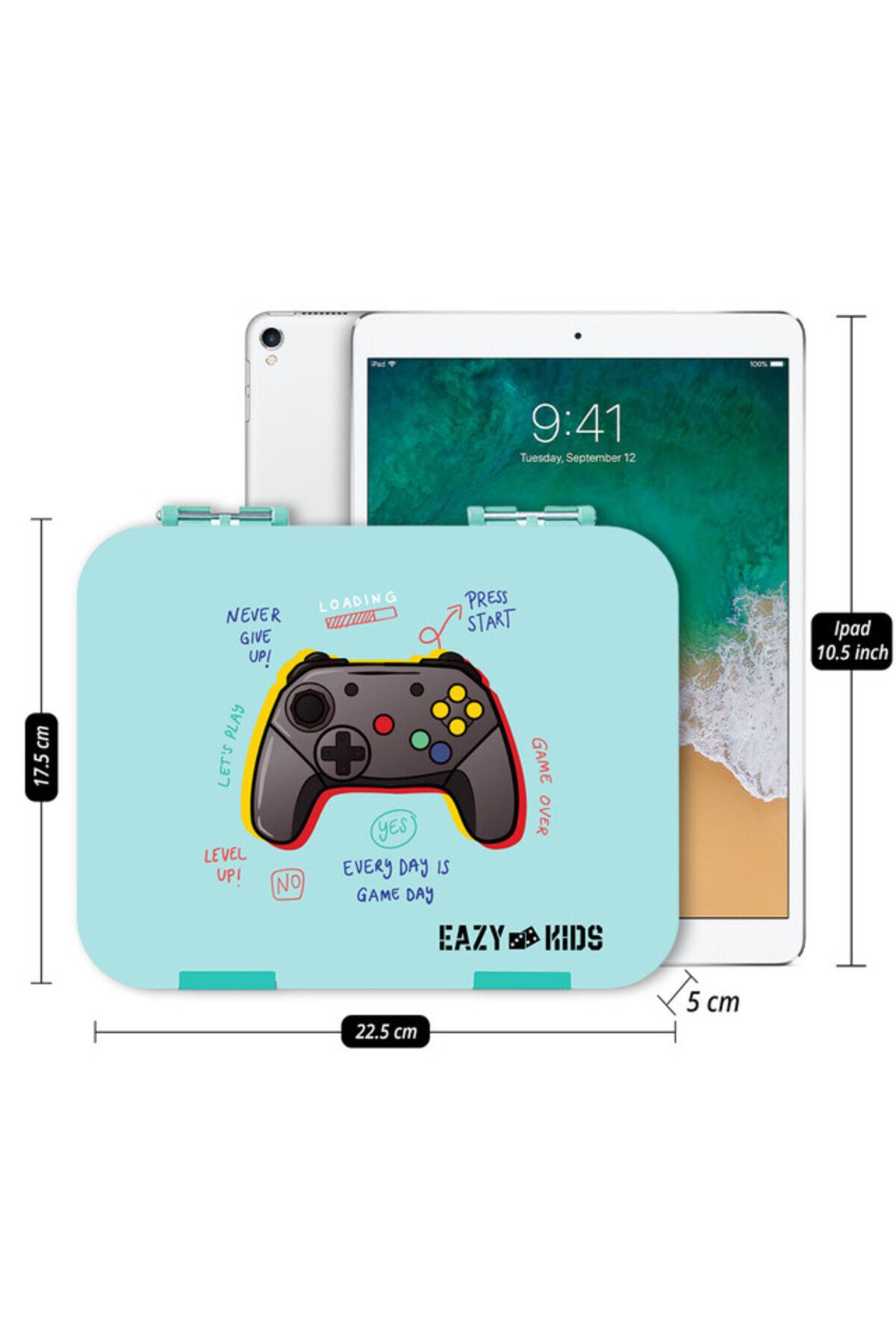 Eazy Kids-صندوق غداء بنتو مكون من 6 أقسام مع مجموعة قطاعة ساندويتش - بلاي ستيشن أخضر 8