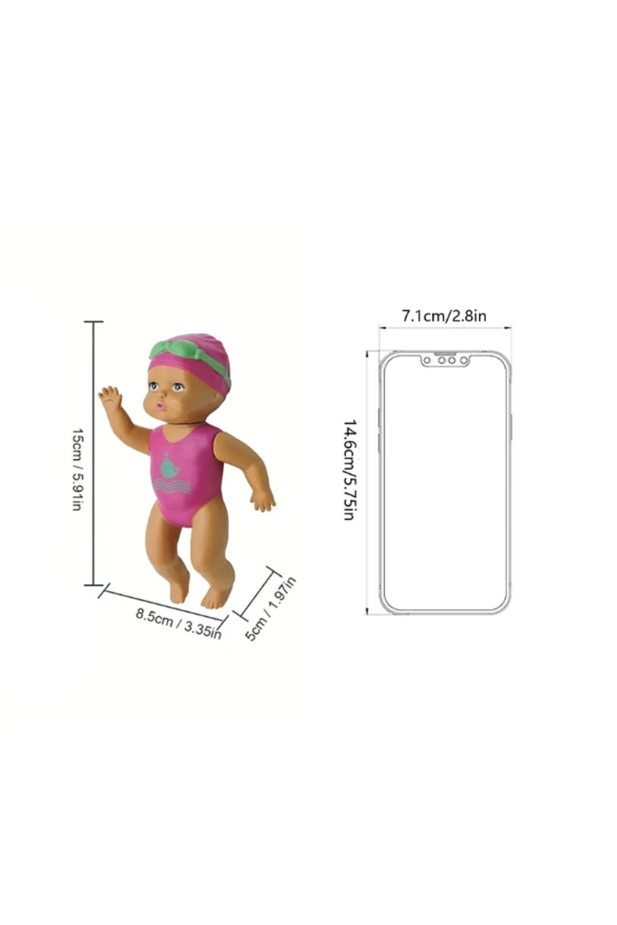 TUENGİ STORE Oyuncak Banyo Arkadaşı Küvette Havuzda Suda Kendiliğinden Yüzen Kurmalı Yüzen Bebek 15 cm fotoğrafı 6 (önizleme)
