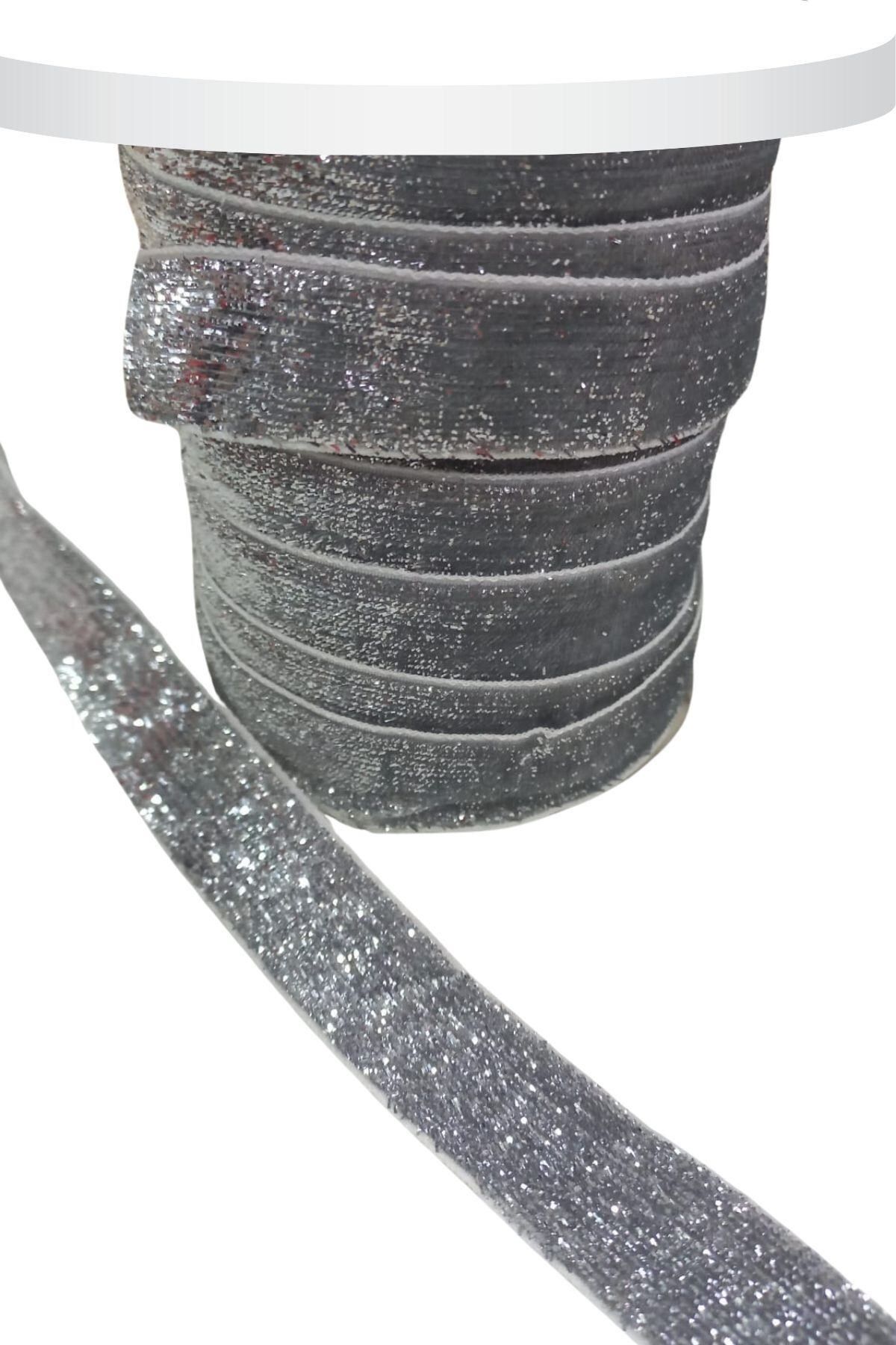 Allproduct Kadife Kurdele Simli 2 cm Gümüş 2 Metre