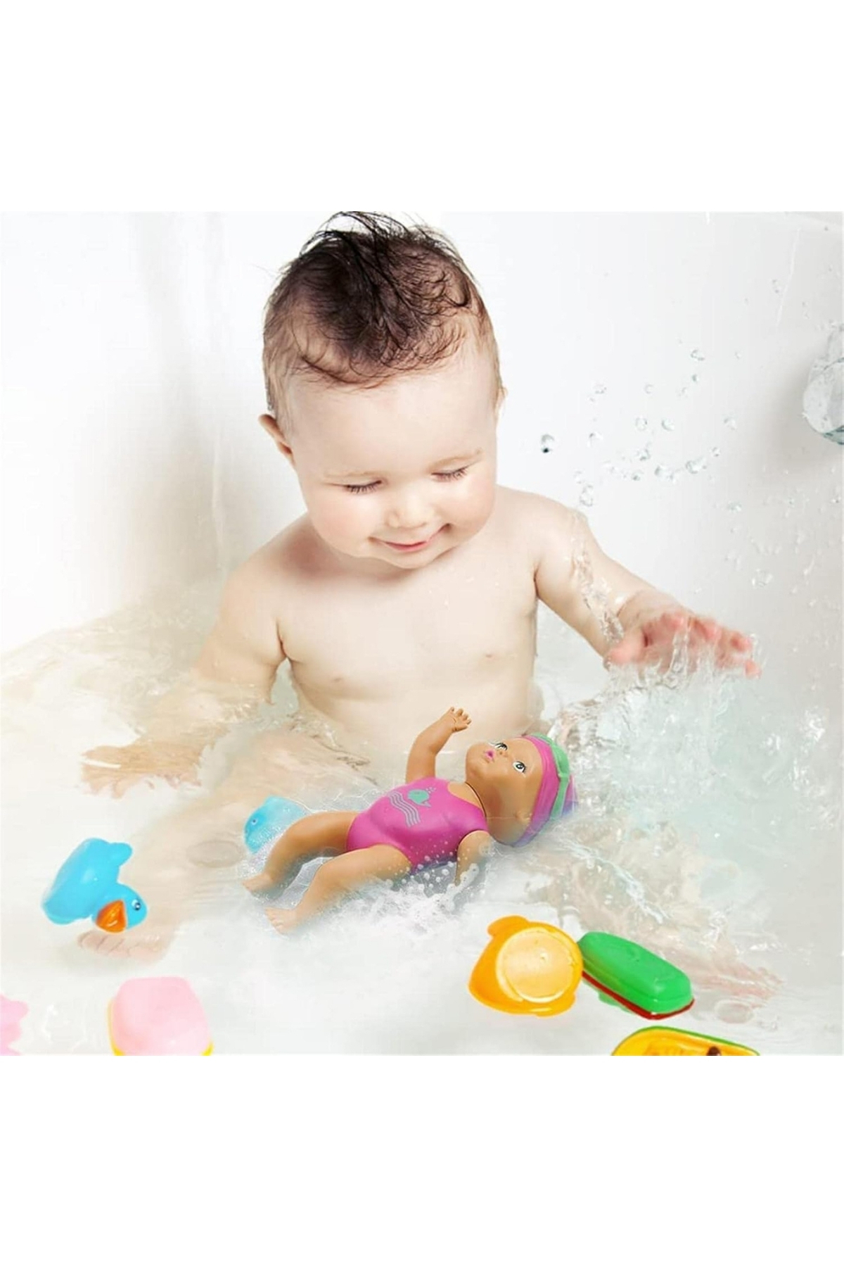 TUENGİ STORE Oyuncak Banyo Arkadaşı Küvette Havuzda Suda Kendiliğinden Yüzen Kurmalı Yüzen Bebek 15 cm fotoğrafı 5 (önizleme)