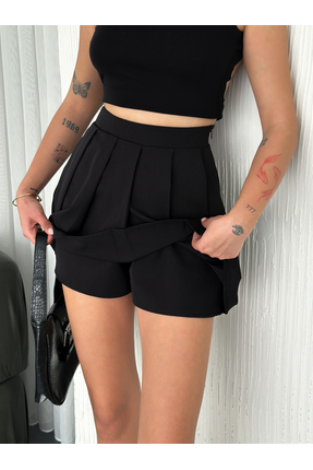 Zula Moda Kadın Pileli  Mini Etekli Şort