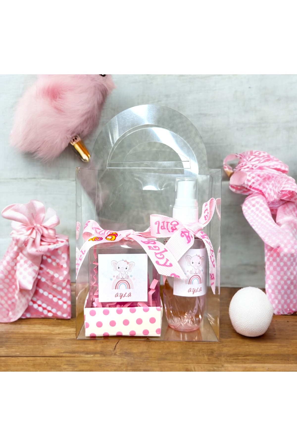 cacagift design Bebek Hediyelik Doğum Ve Doğumgünü 10'lu Çantalı Kolonya Ve Mum Seti fotoğrafı 2 (önizleme)