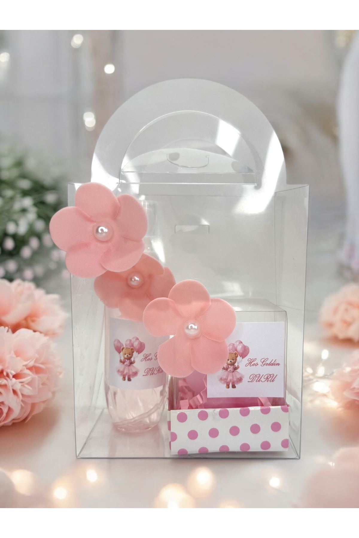 cacagift design Bebek Hediyelik Doğum Ve Doğumgünü 10'lu Çantalı Kolonya Ve Mum Seti fotoğrafı 2 (önizleme)