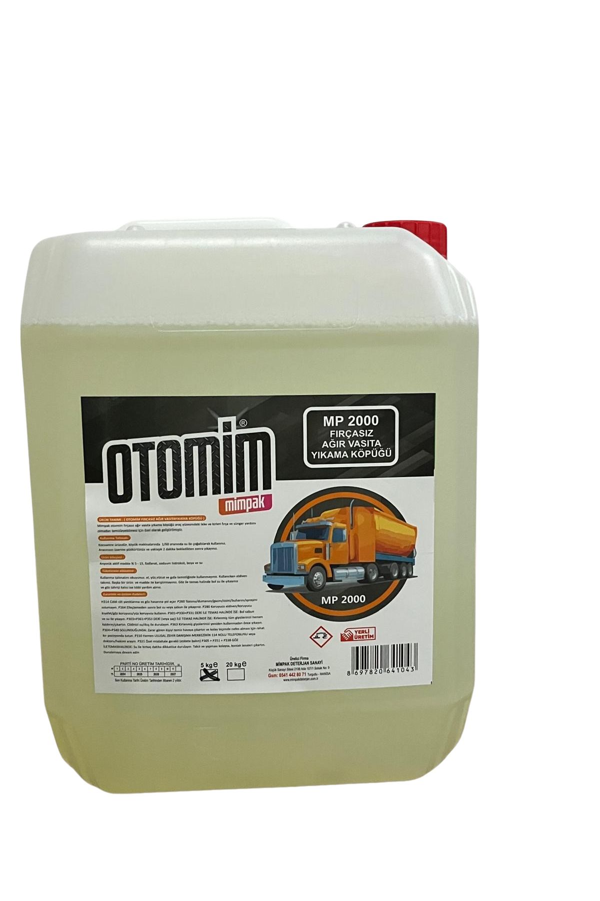 OTOMİM Mp 2000 Fırçasız Ağır Vasıta Tır, Dorse, Branda Yıkama Köpüğü 5 Kg
