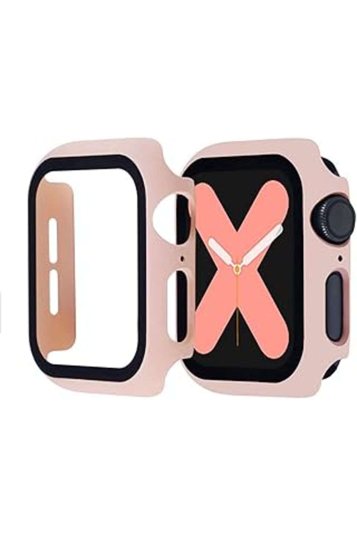 Pazarcan Kny 75849130 Apple Watch 44Mm İçin Full Kaplayan Çerçeveli Ekran Koruyucu Gard Kapak Açık Pembe Ekr