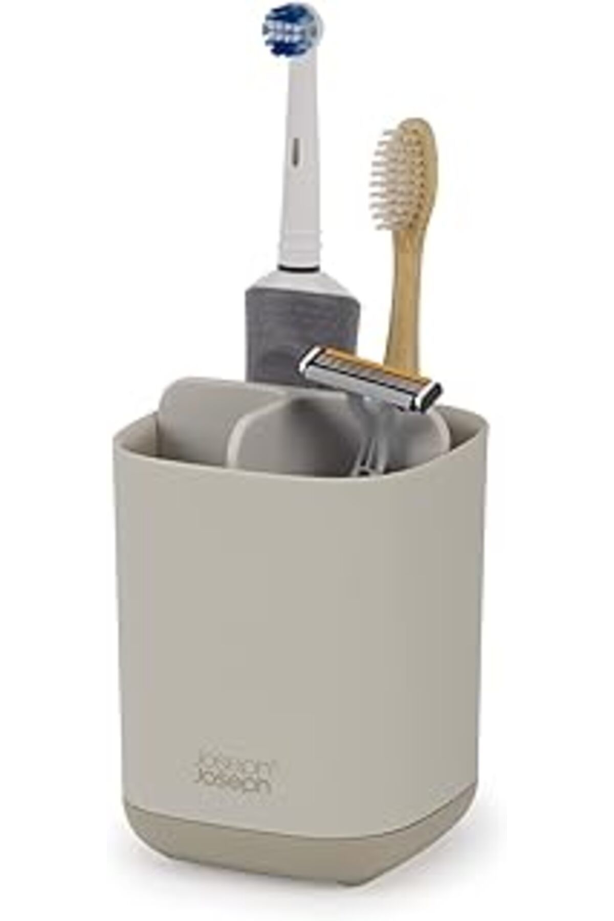 Pazarcan Joseph Joseph Easy-Store - Diş Fırçası Tutucu, Caddy Banyo Muhafazası, Kompakt Mat Yüzey, Bej, Orta