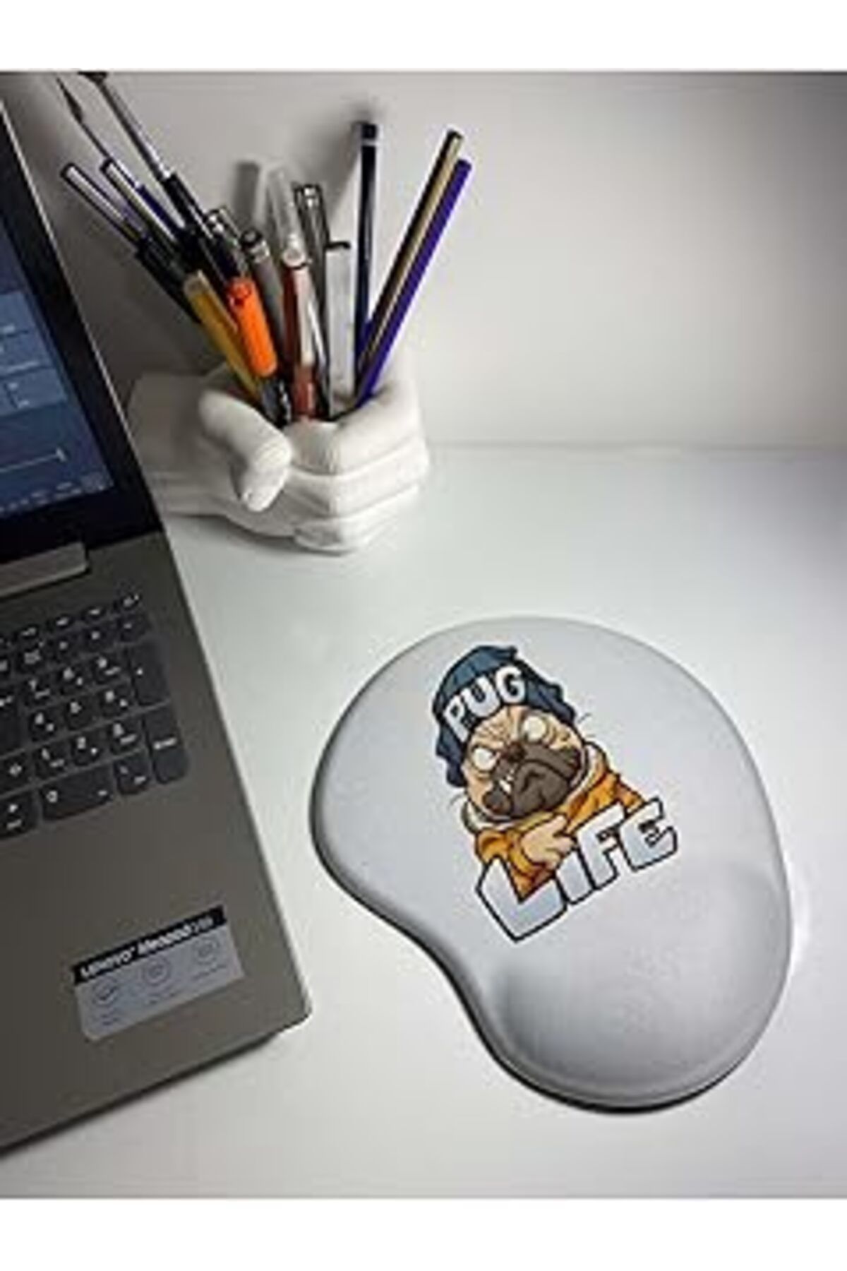 Mu Art Ahşap Rakkun Shoppug Life Desenli Bilek Destekli Mouse Pad