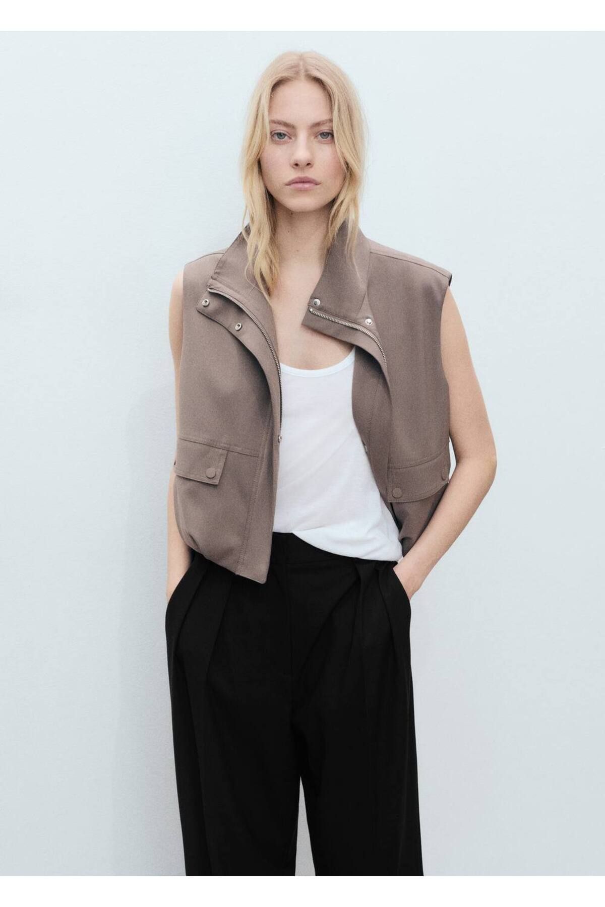 MANGO Woman-Wideleg pants with pens 6