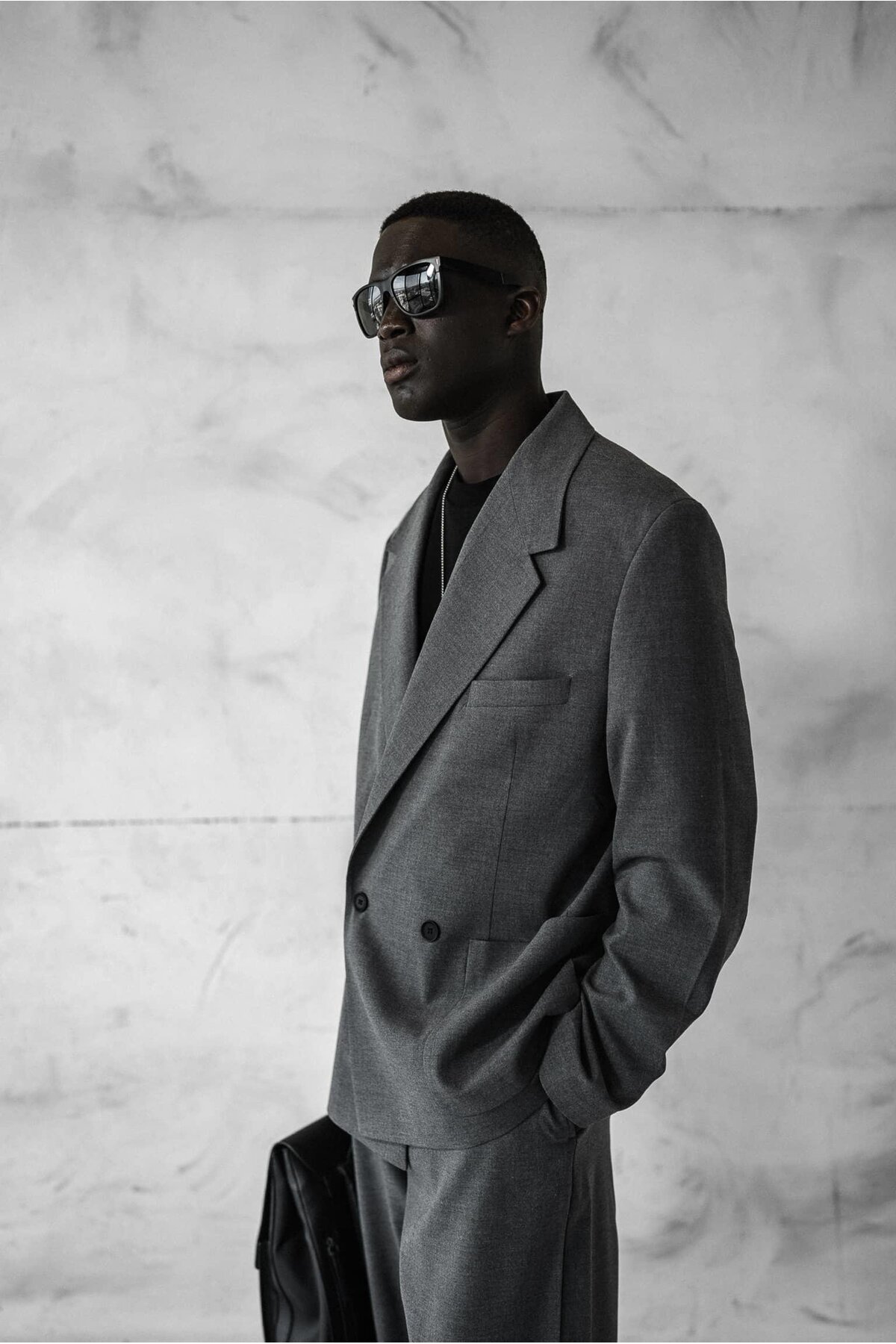 ablukaonline  Erkek Kruvaze Düğmeli Oversize Takım Elbise Gri - Görsel 6