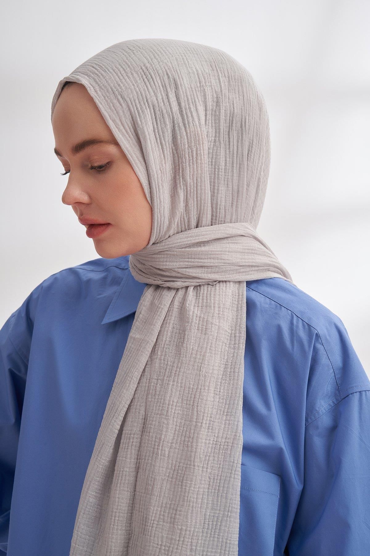 ARMANDA-Şal cu model de tablă de muselină 3350-argintiu 3