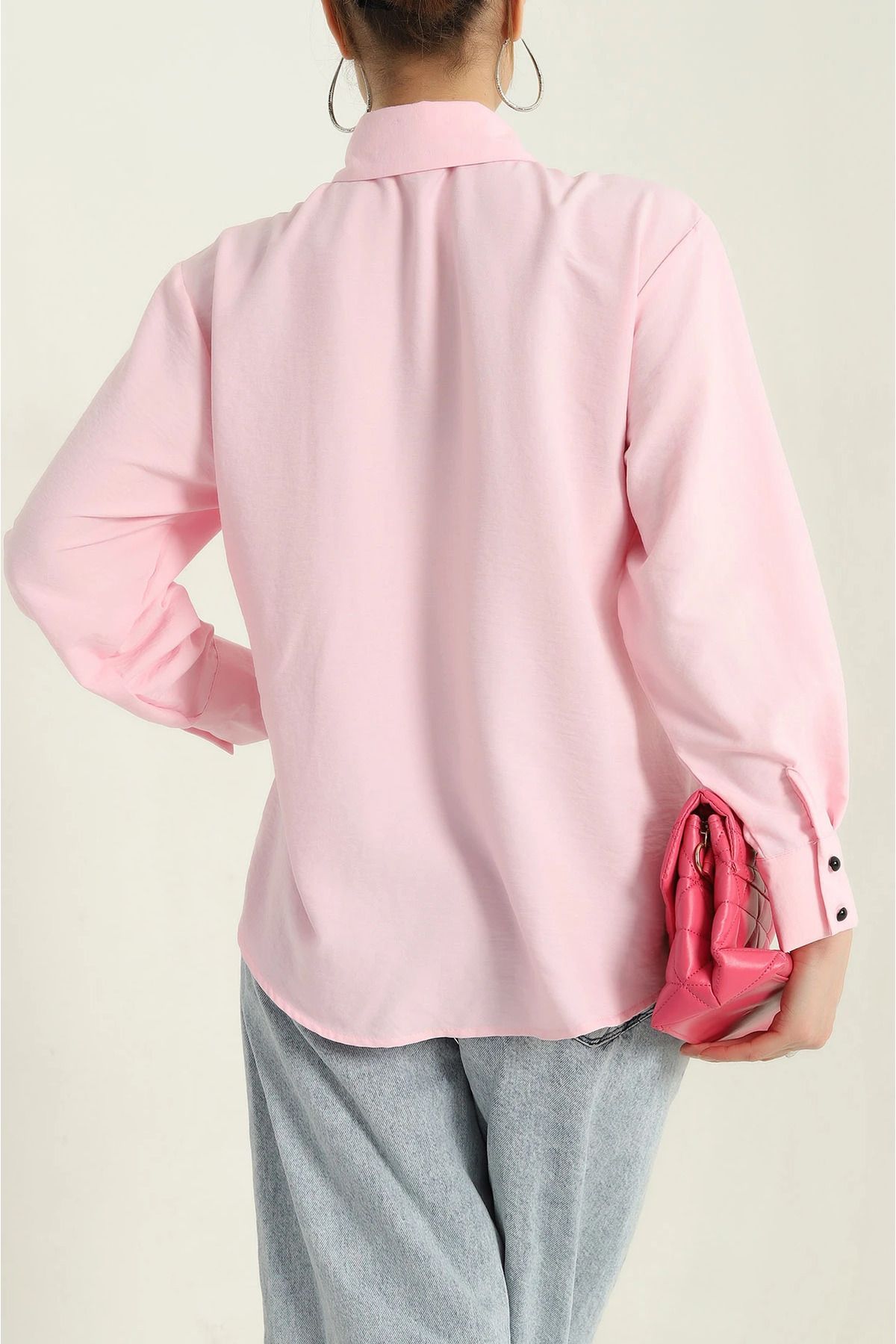 vuvutasarım-New Season Powder Bow Detail Aerobin Women's Shirt 3
