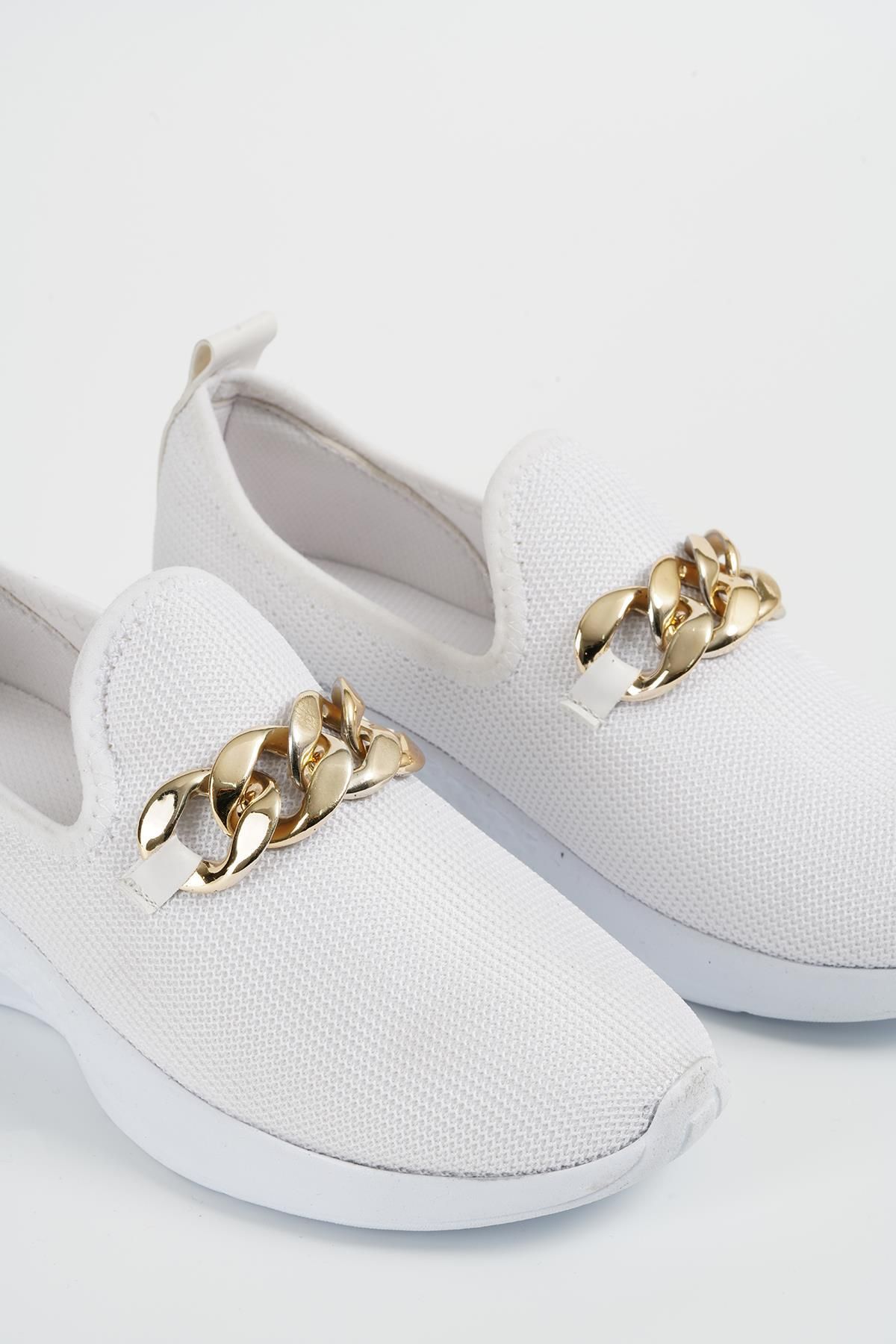 Beyond-Women's White Chain Sneaker 4cm Byndsnkk04 5