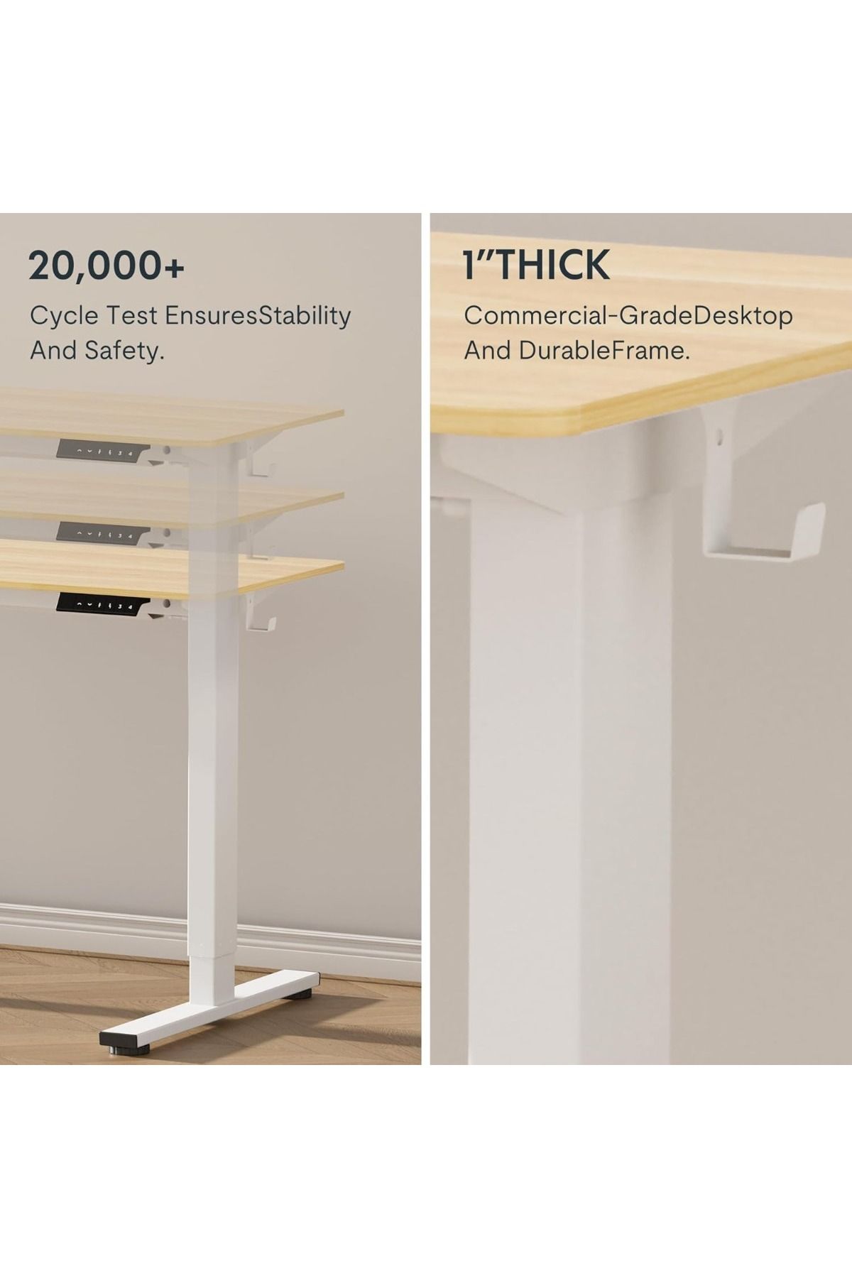 Mahmayi-FlexiSpot Modern Standing Desk with Height Adjustable 150x65 cm - Coco Bolo and White 5