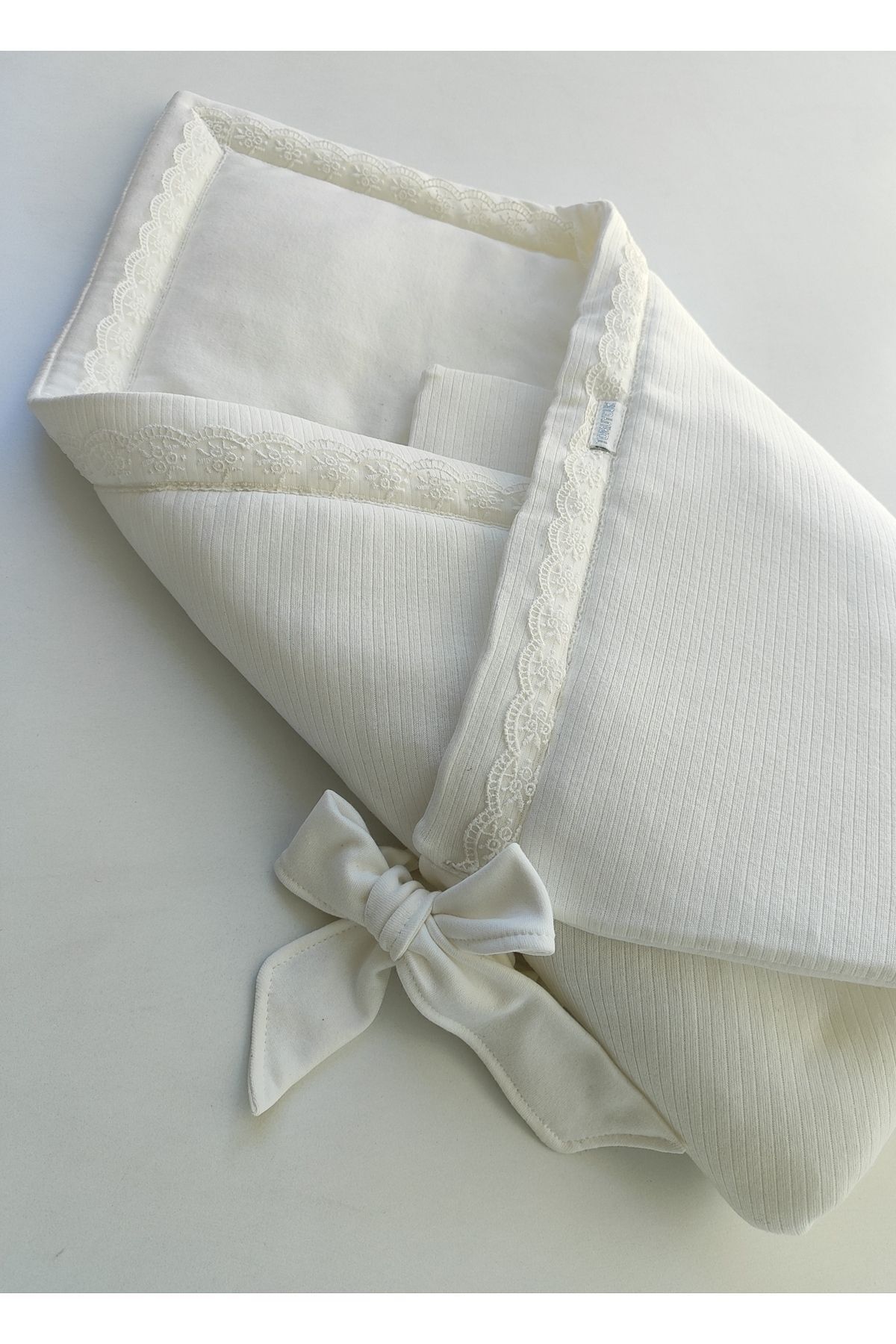 Tomuycuk Ekru Bebek Battaniyesi %100 Pamuklu Doğal Organik Uyku Kundağı Hastane Çıkışı Yenidoğan Hediyelik fotoğrafı 4 (önizleme)
