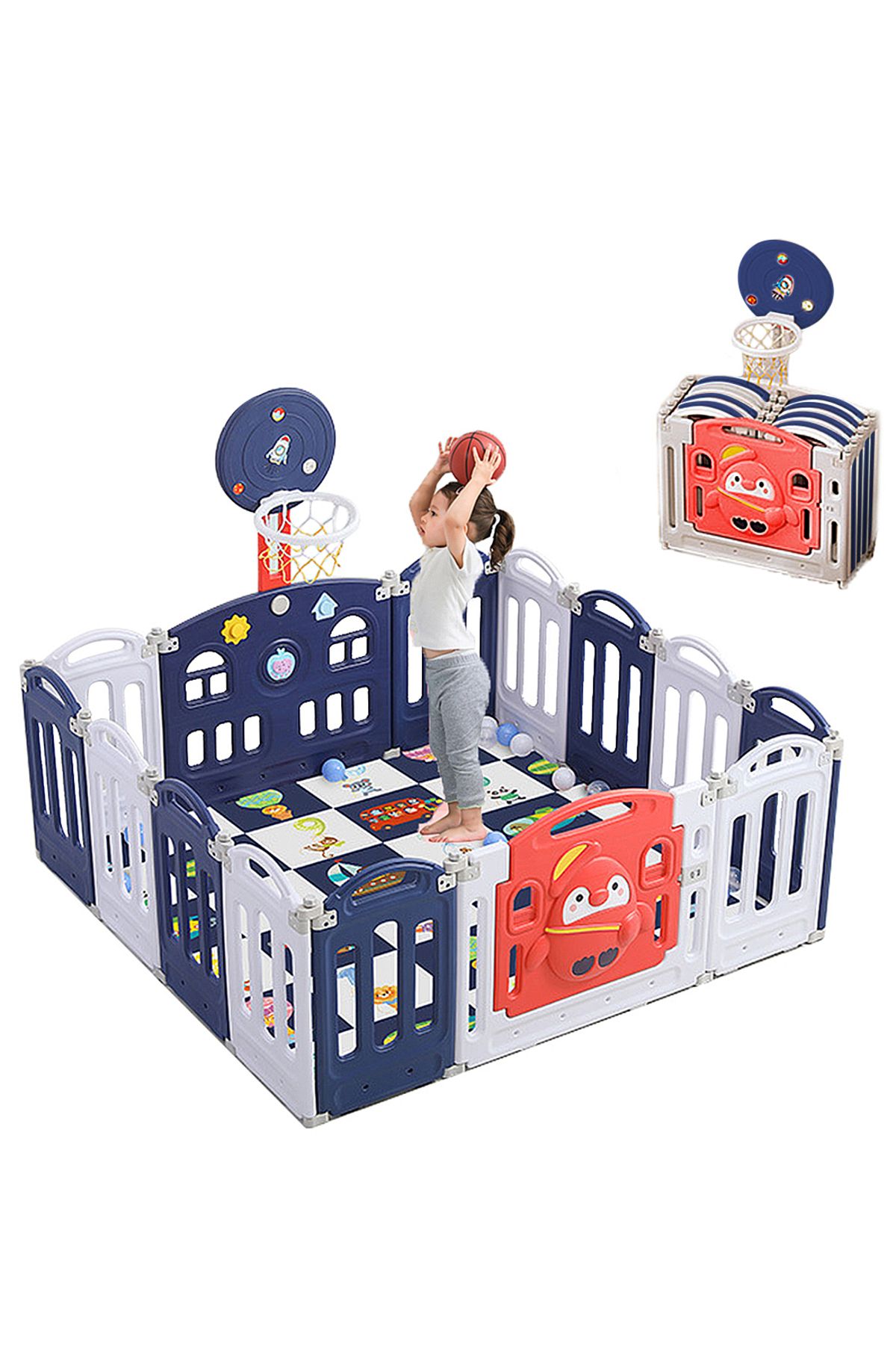 Ma Baby-14-Panel Baby Play Yards with Lock Door & Anti-Slip Rubber Bases 1