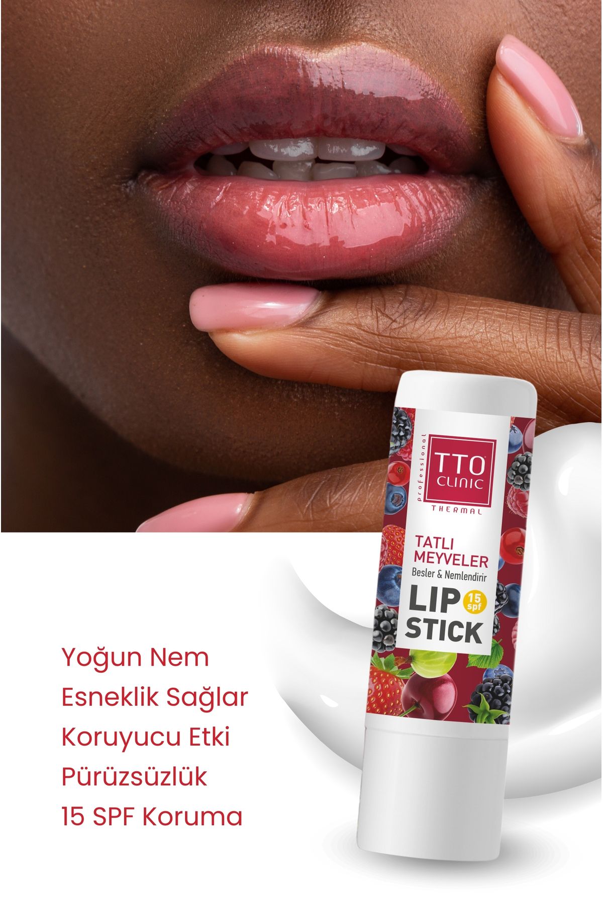 کرم لب و اسکراب CLINUC FRUITS LIP STICK 15 SPF محافظت شده Tto