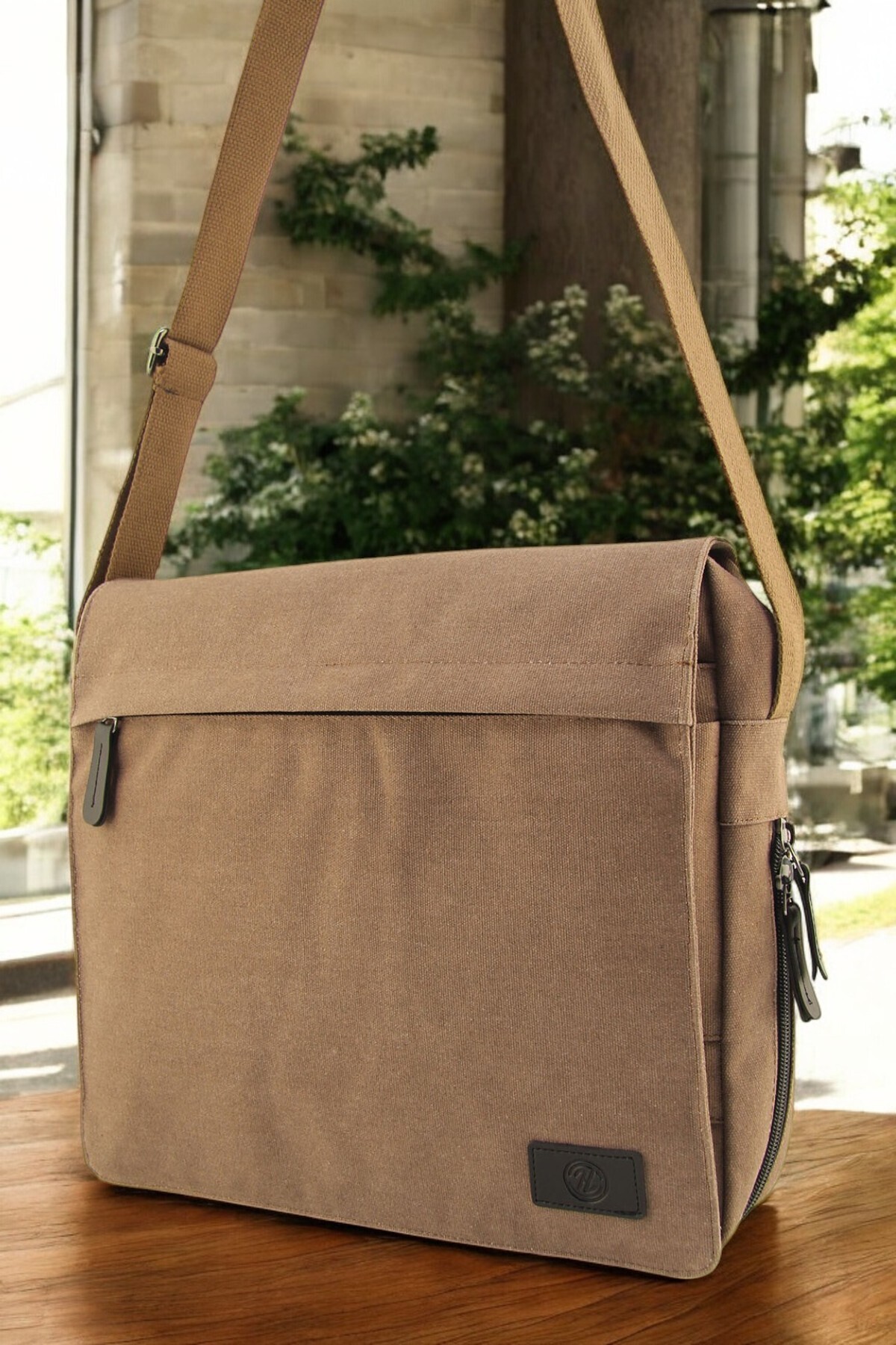 QUB CLUB-Canvas Tile Waterproof Gusseted Postman Business School Briefcase Street Bag 1