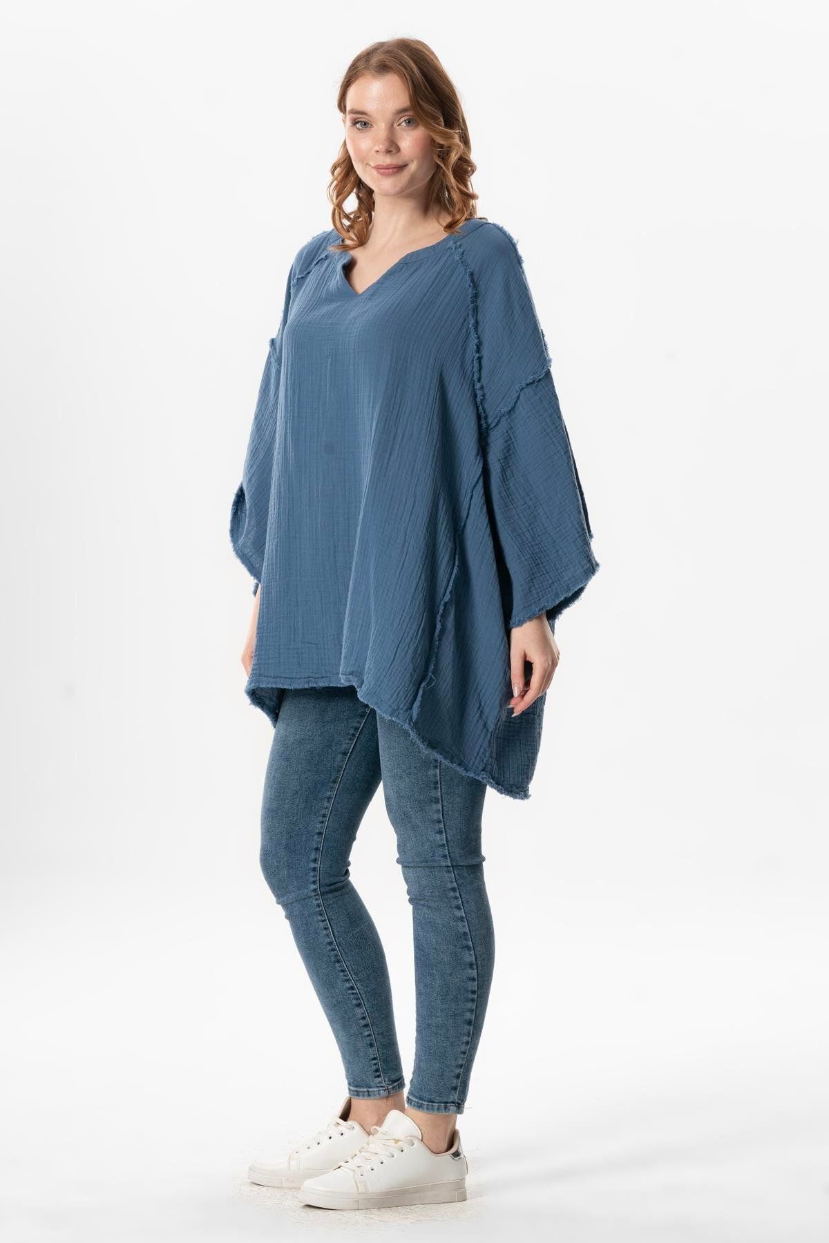 Eliş Şile Bezi-Help Rafa Semi-Sleeve Nadya V-Neck Melusi Summer Blouse 5