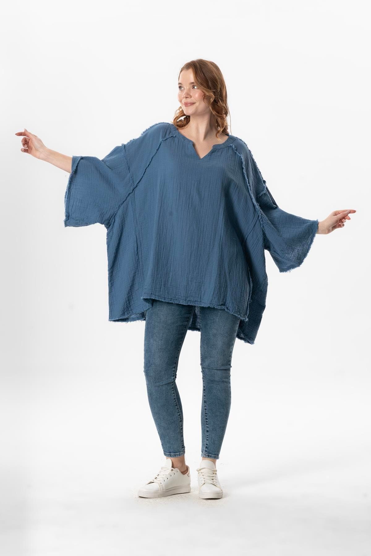 Eliş Şile Bezi-Help Rafa Semi-Sleeve Nadya V-Neck Melusi Summer Blouse 6