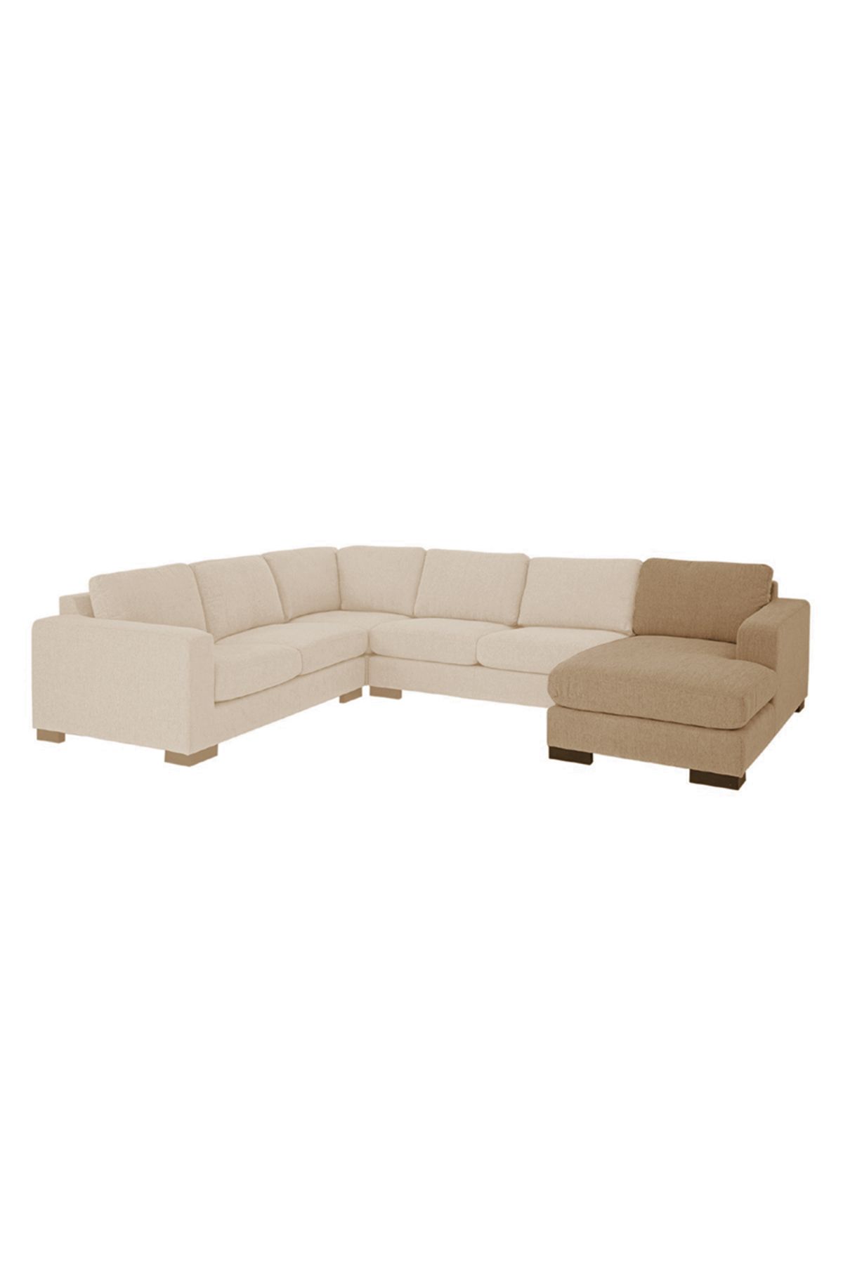 soufa dibaj-Right Corner Sofa with Left Armrest Upholstered in Linen - Beige 4