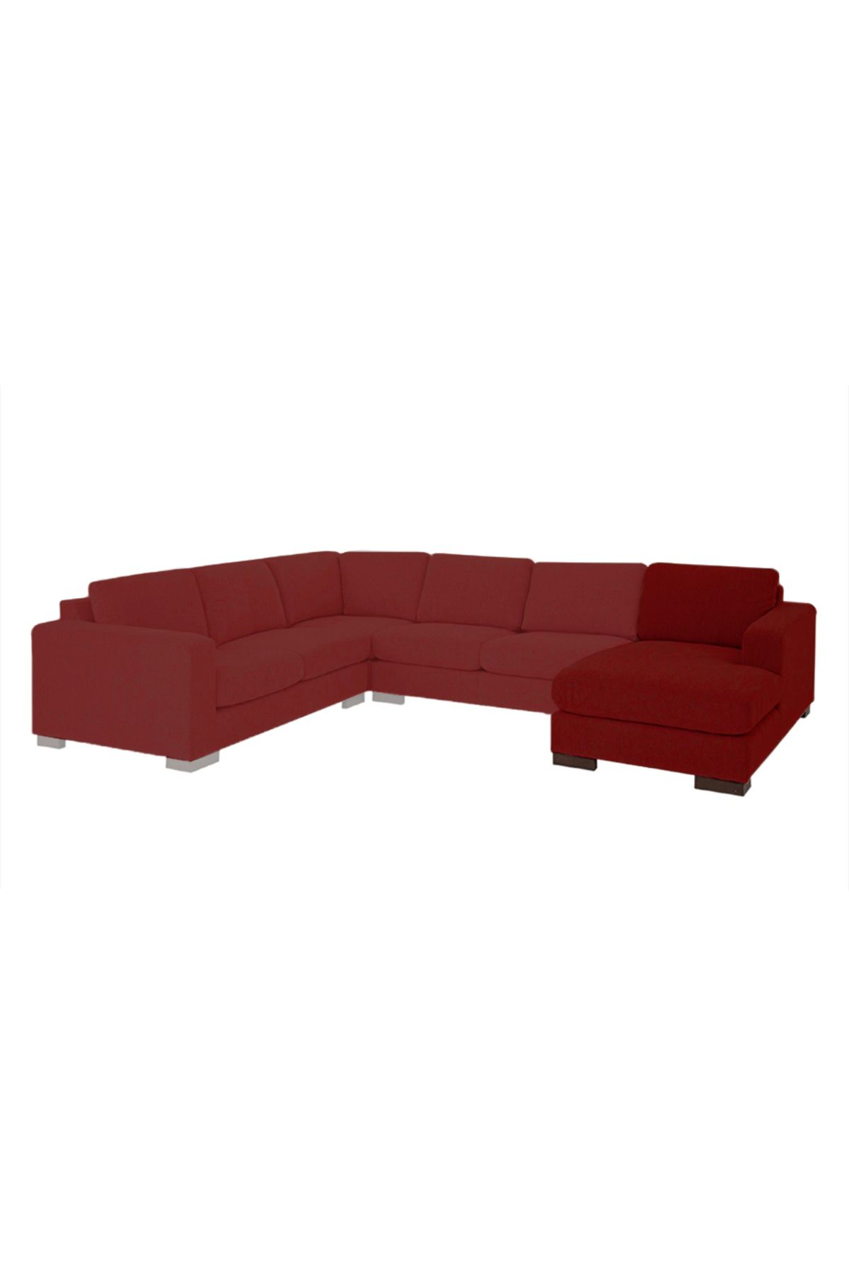 soufa dibaj-Right Corner Sofa with Left Armrest Upholstered in Linen - Red 4