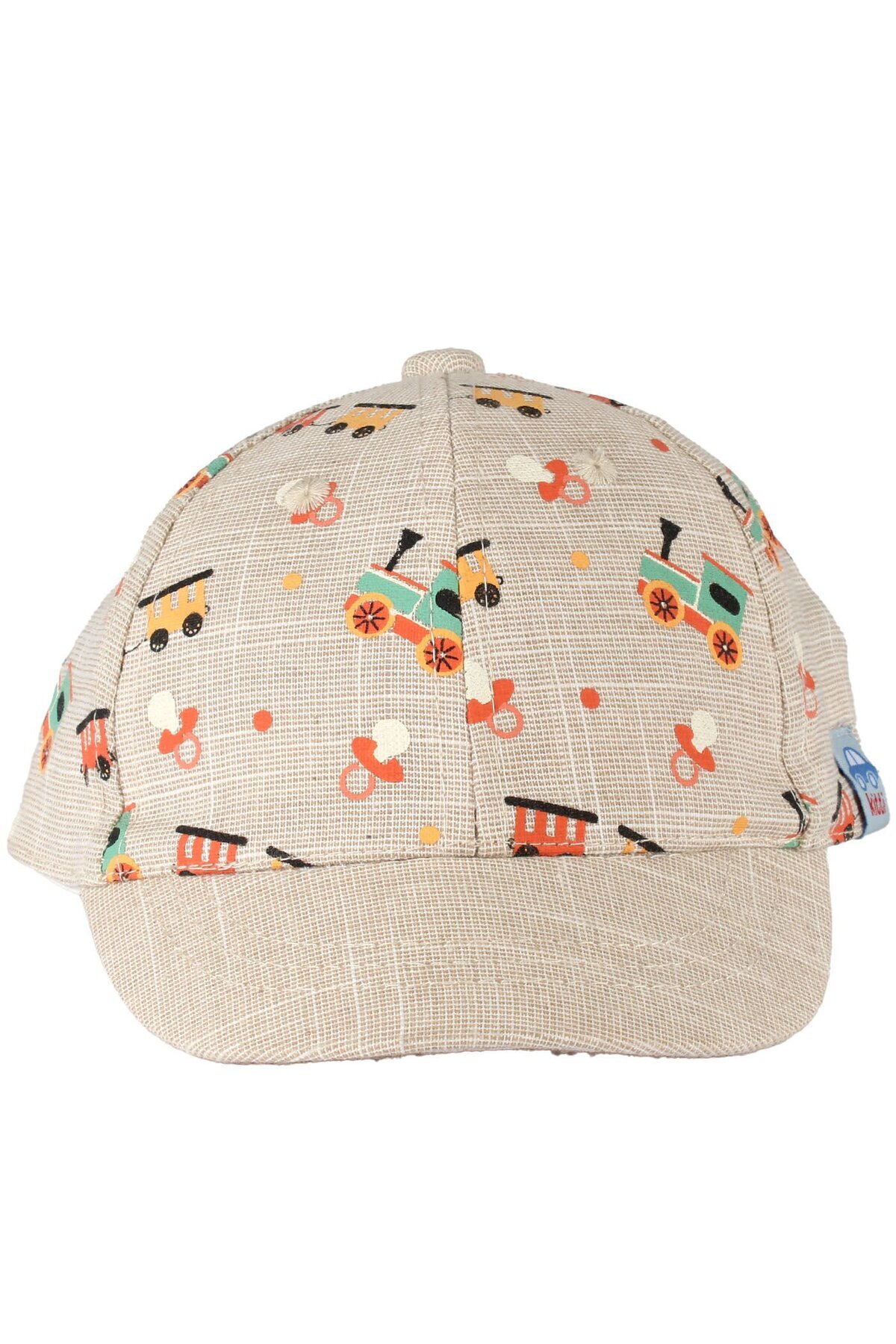 bebegen-Baby Boy Beige Train Printed Hat 0-18 Months 1