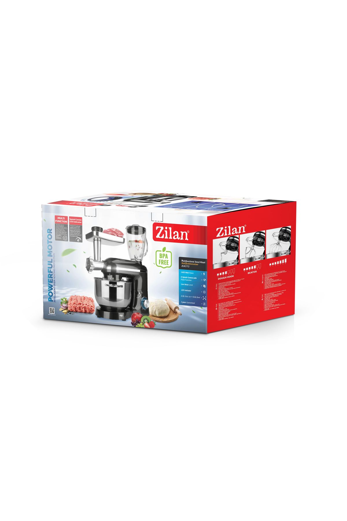 Zilan-Mixer, blender si masina de tocat 3 in 1 Zilan ZLN1772 Negru, 6+1 nivele de control al vitezei 1400W 9