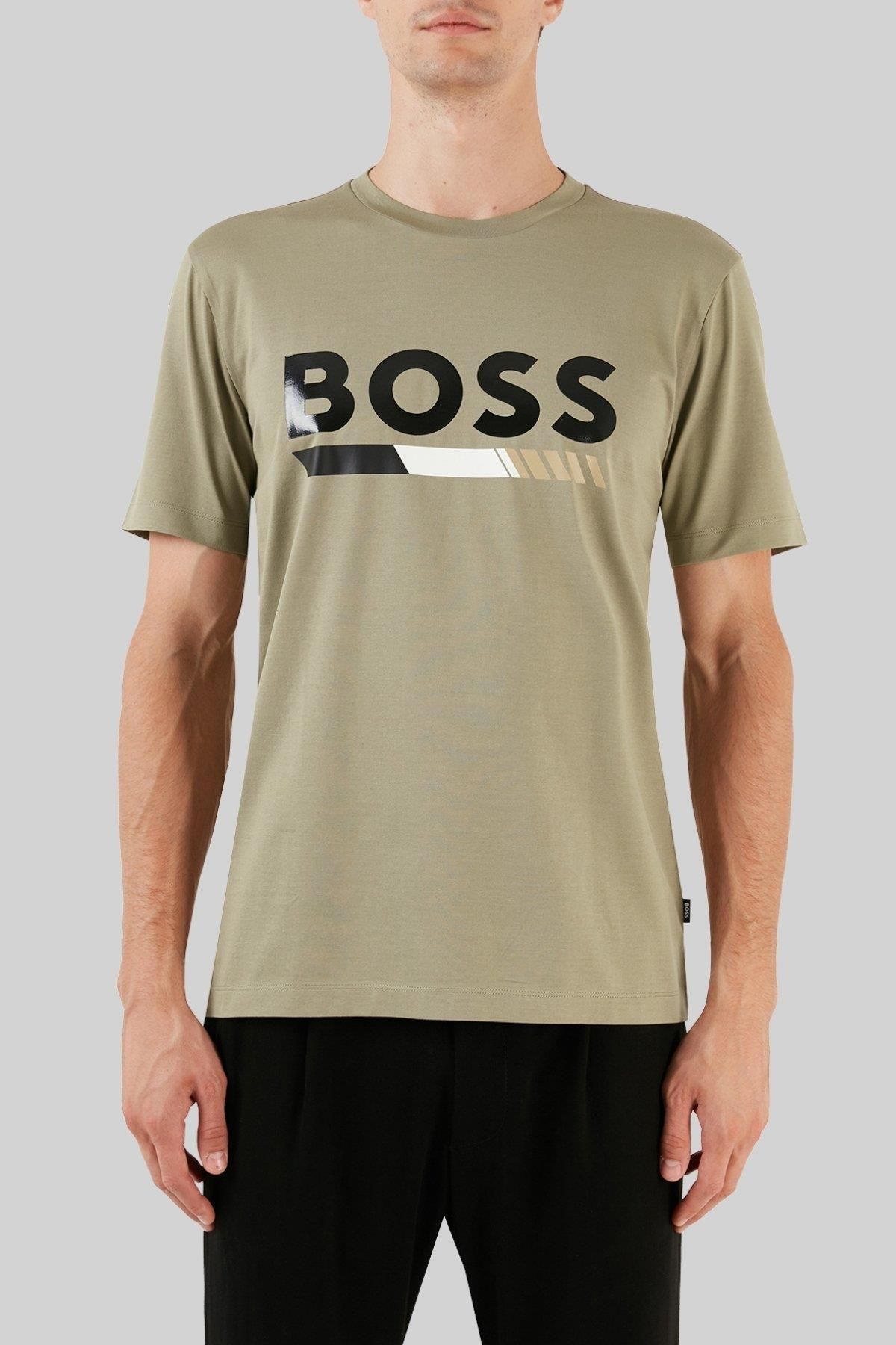 تی شرت مردانه یقه دوچرخه به طور منظم سبز BOSS
