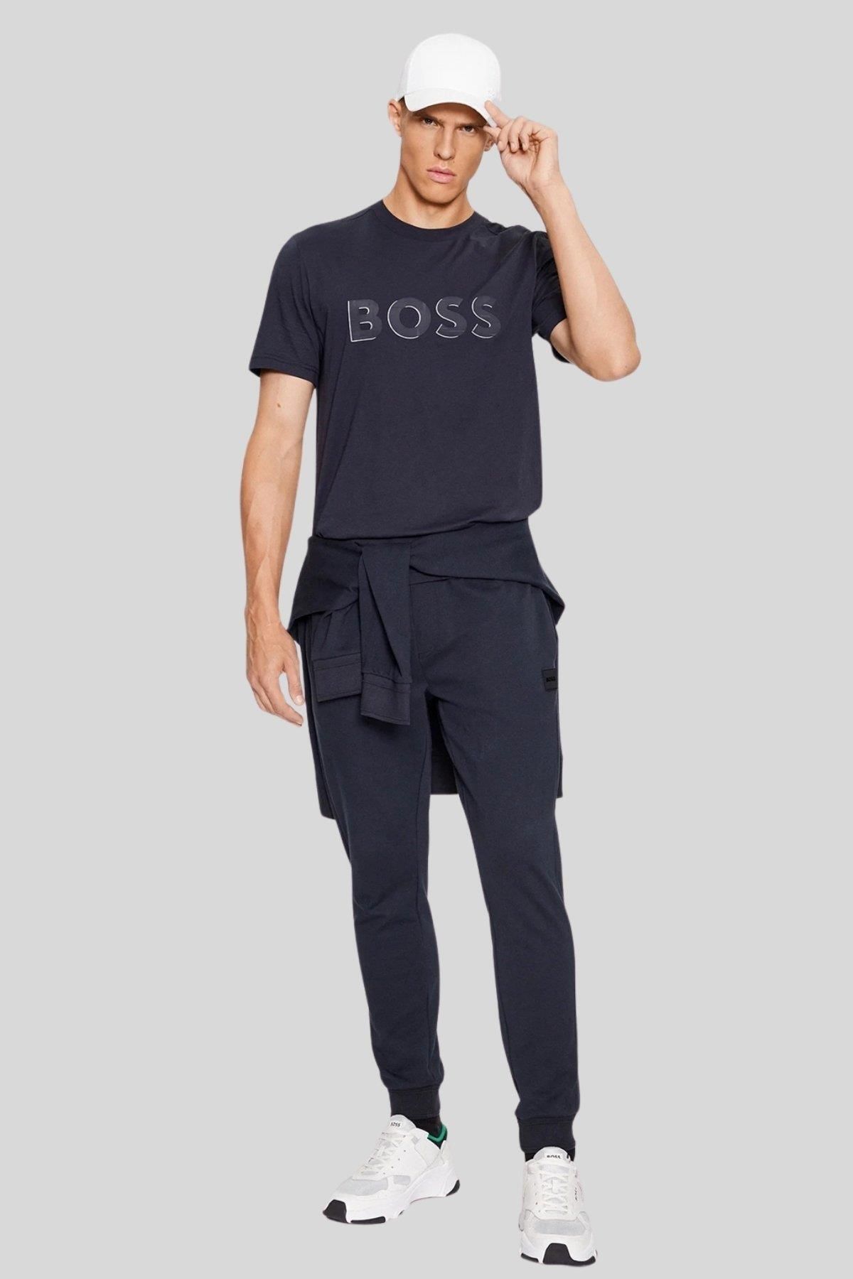 تی شرت مردانه روبروی لوگوی رنگی طرح دار پنبه جارس T SHIRT BOSS