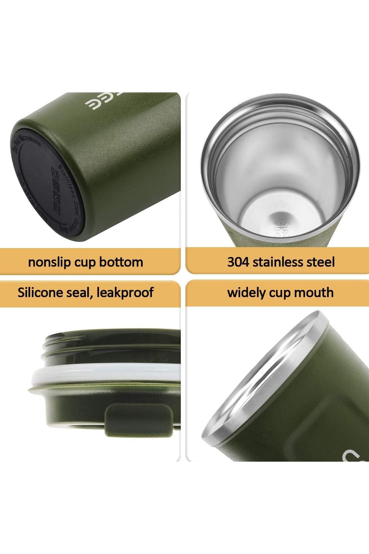 Primo Plus-Stainless Steel Vacuum Thermos Mug Green 380ml 3