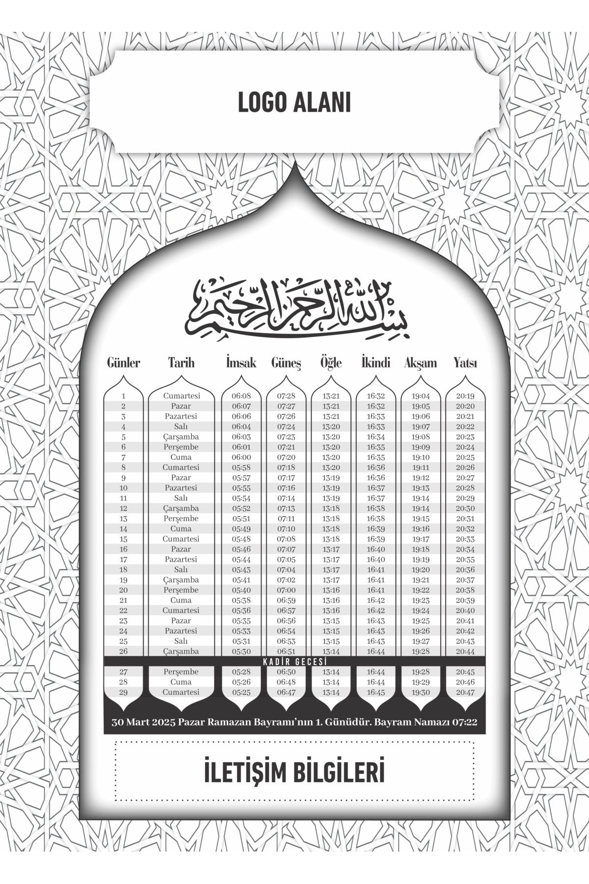 giftcrea Ramazan İmsakiyesi 2025, Özelleştirilebilir Kurumsal Firmalara Dijital Baskılı İmsakiye