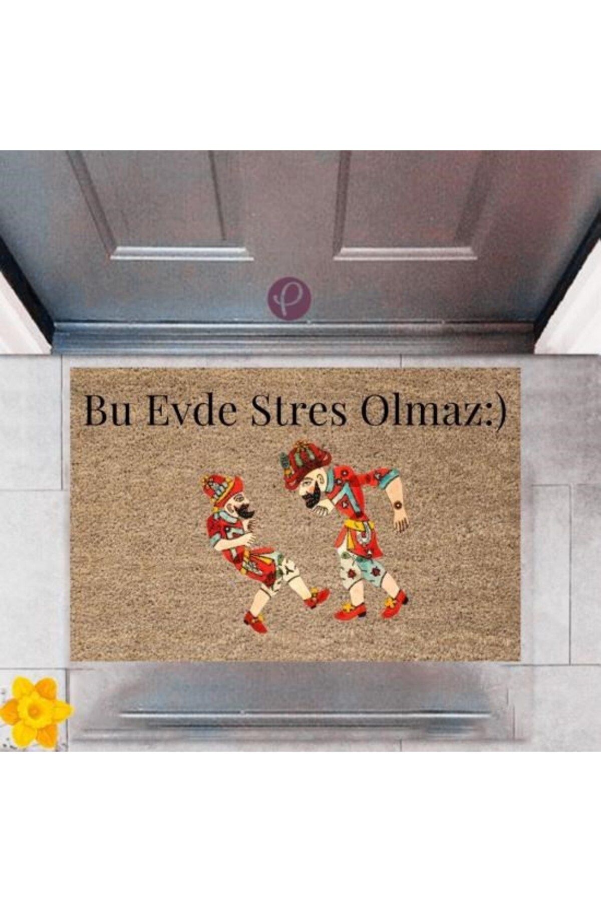 Tahtakale Toptancısı Kapı Önü Paspası Dekoratif Dijital Baskı Hacivat-Karagöz P-2434