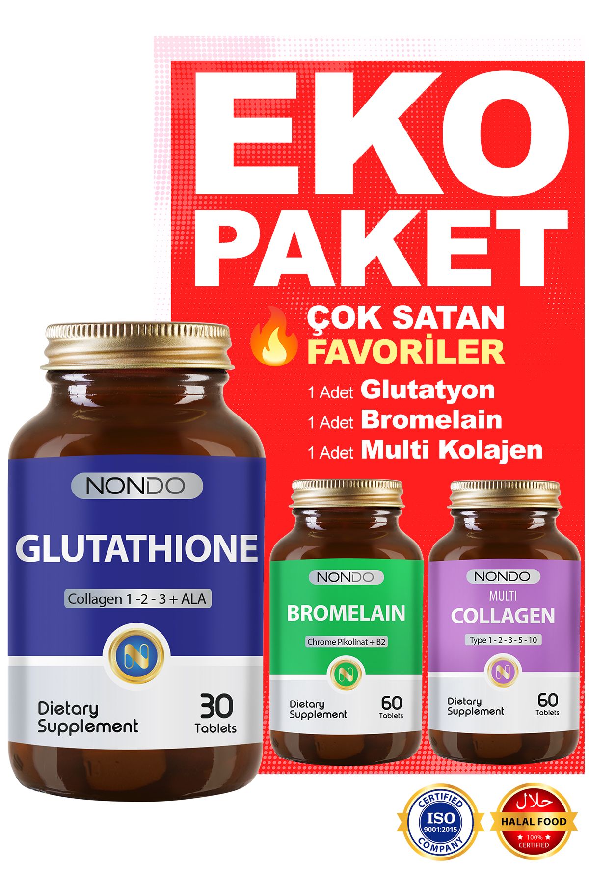 Nondo Glutatyon Bromelain Multi Kolajen En Avantaj Paket