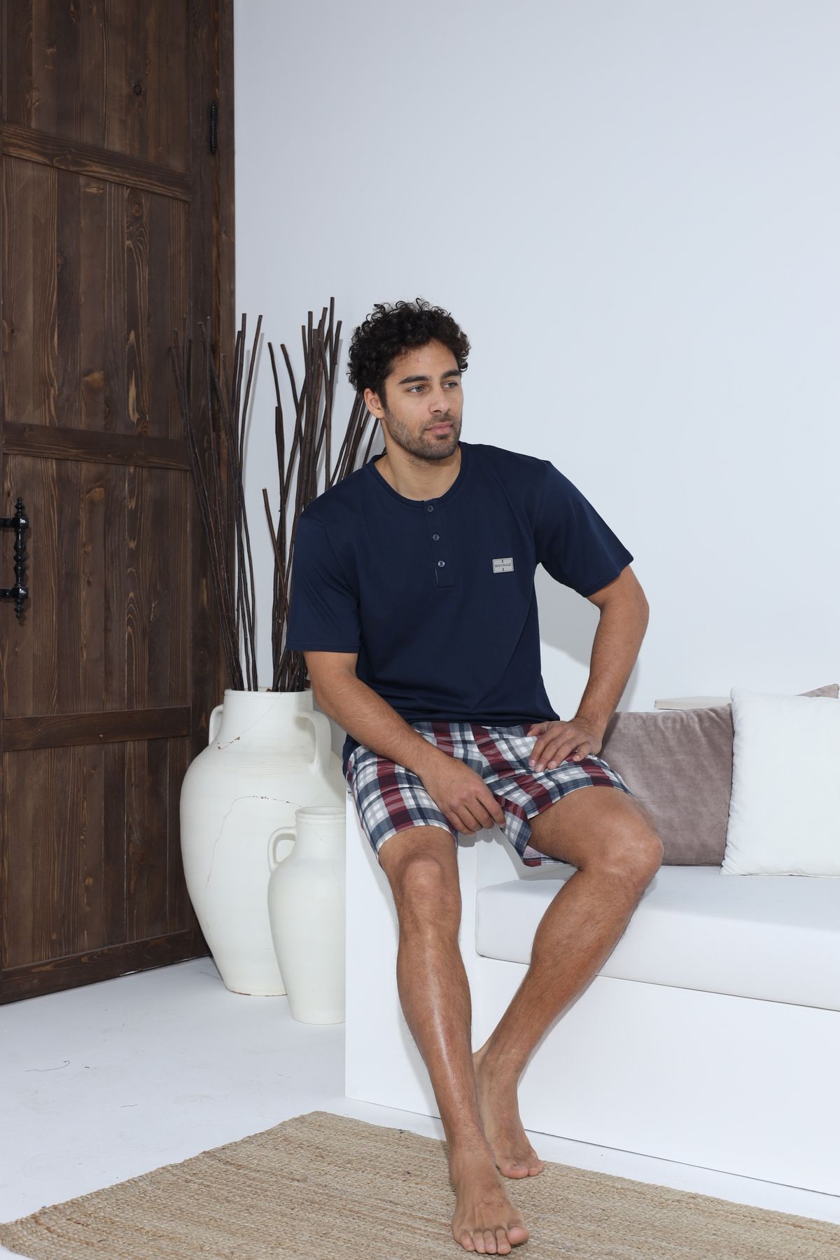 CALİA-Set de pijamale pentru bărbați cu pantaloni scurți cu mânecă scurtă SEZON NOU 4